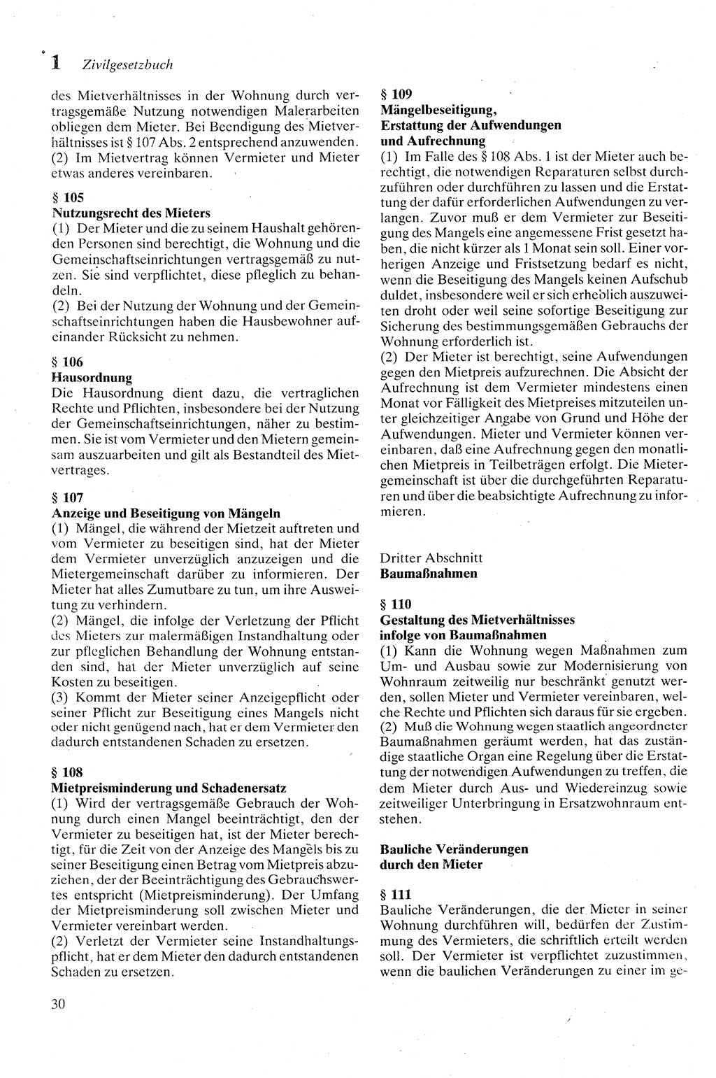 Zivilgesetzbuch (ZVG) sowie angrenzende Gesetze und Bestimmungen [Deutsche Demokratische Republik (DDR)] 1975, Seite 30 (ZGB Ges. Best. DDR 1975, S. 30)