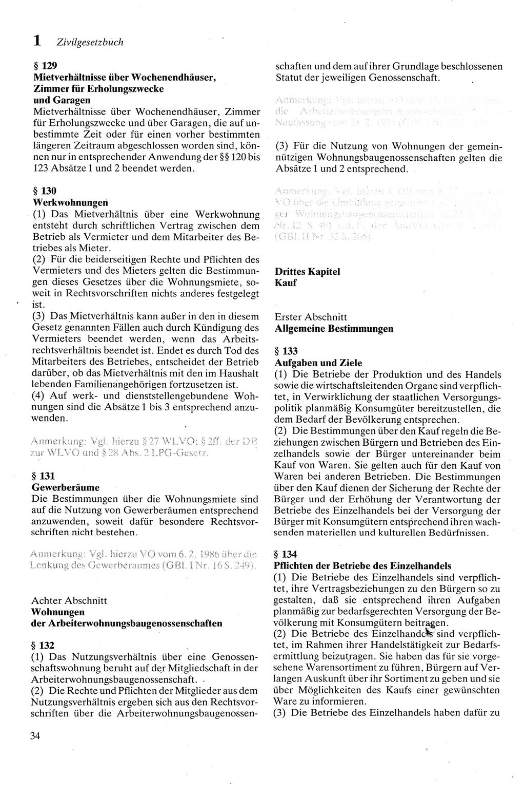 Zivilgesetzbuch (ZVG) sowie angrenzende Gesetze und Bestimmungen [Deutsche Demokratische Republik (DDR)] 1975, Seite 34 (ZGB Ges. Best. DDR 1975, S. 34)