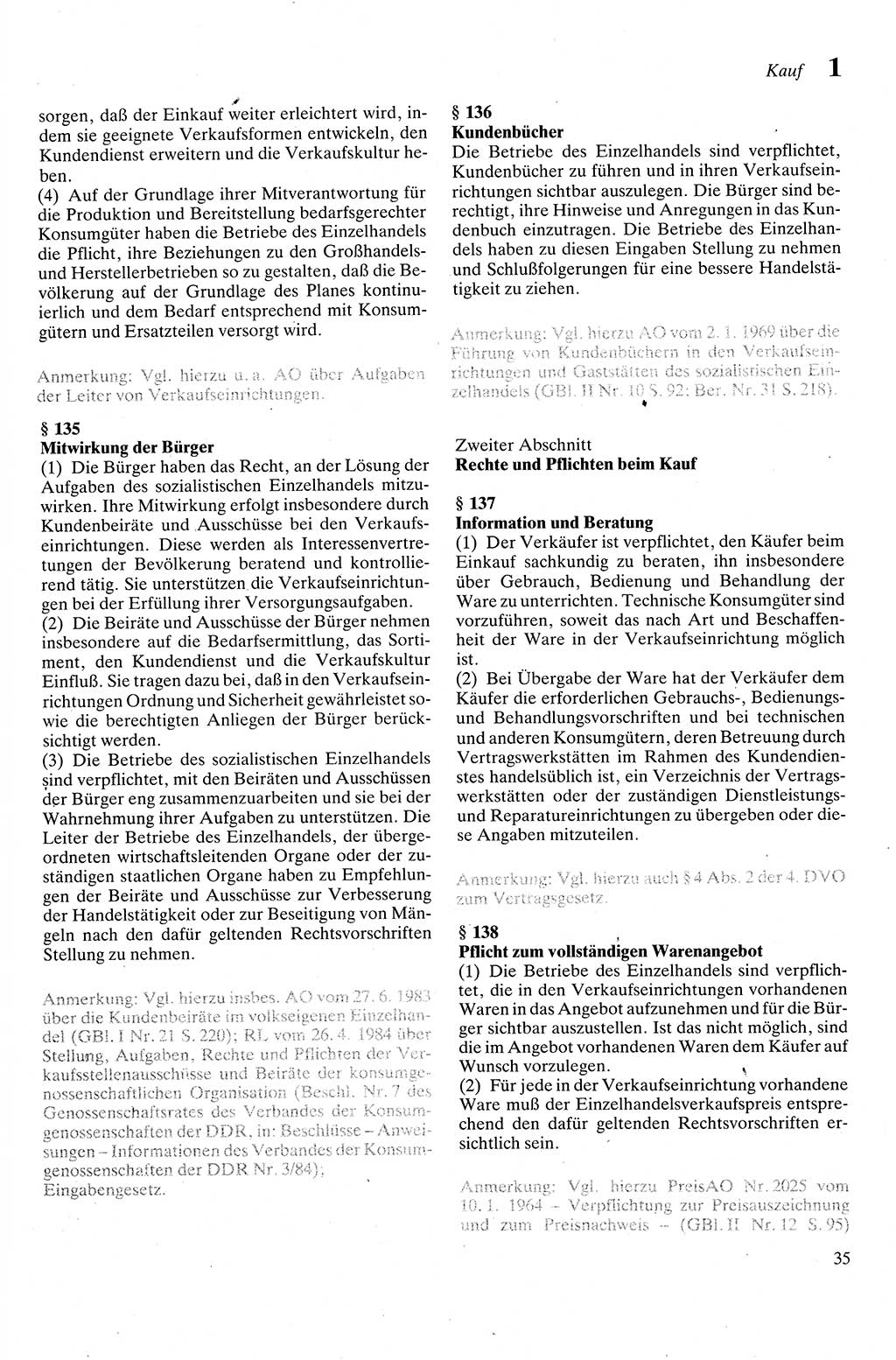 Zivilgesetzbuch (ZVG) sowie angrenzende Gesetze und Bestimmungen [Deutsche Demokratische Republik (DDR)] 1975, Seite 35 (ZGB Ges. Best. DDR 1975, S. 35)