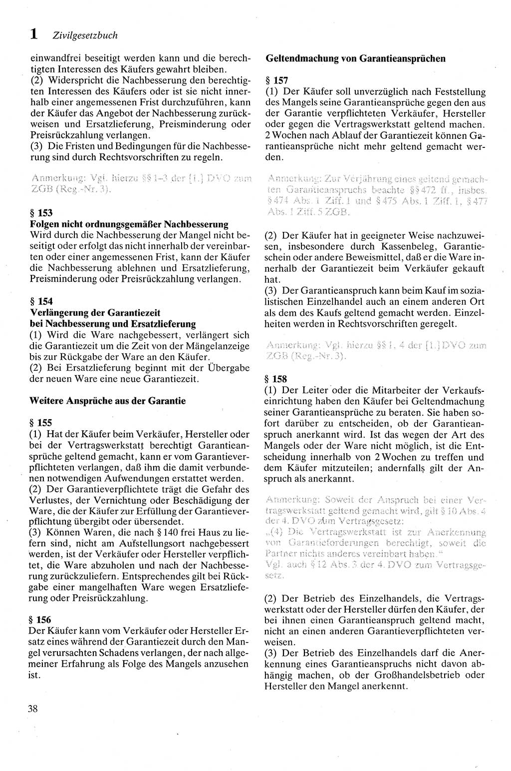 Zivilgesetzbuch (ZVG) sowie angrenzende Gesetze und Bestimmungen [Deutsche Demokratische Republik (DDR)] 1975, Seite 38 (ZGB Ges. Best. DDR 1975, S. 38)