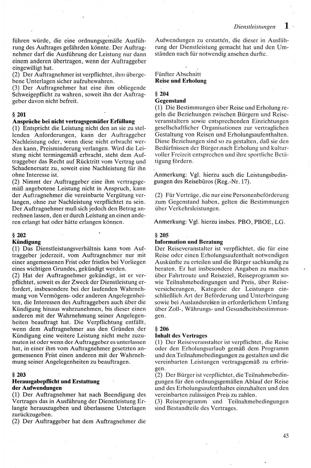 Zivilgesetzbuch (ZVG) sowie angrenzende Gesetze und Bestimmungen [Deutsche Demokratische Republik (DDR)] 1975, Seite 45 (ZGB Ges. Best. DDR 1975, S. 45)