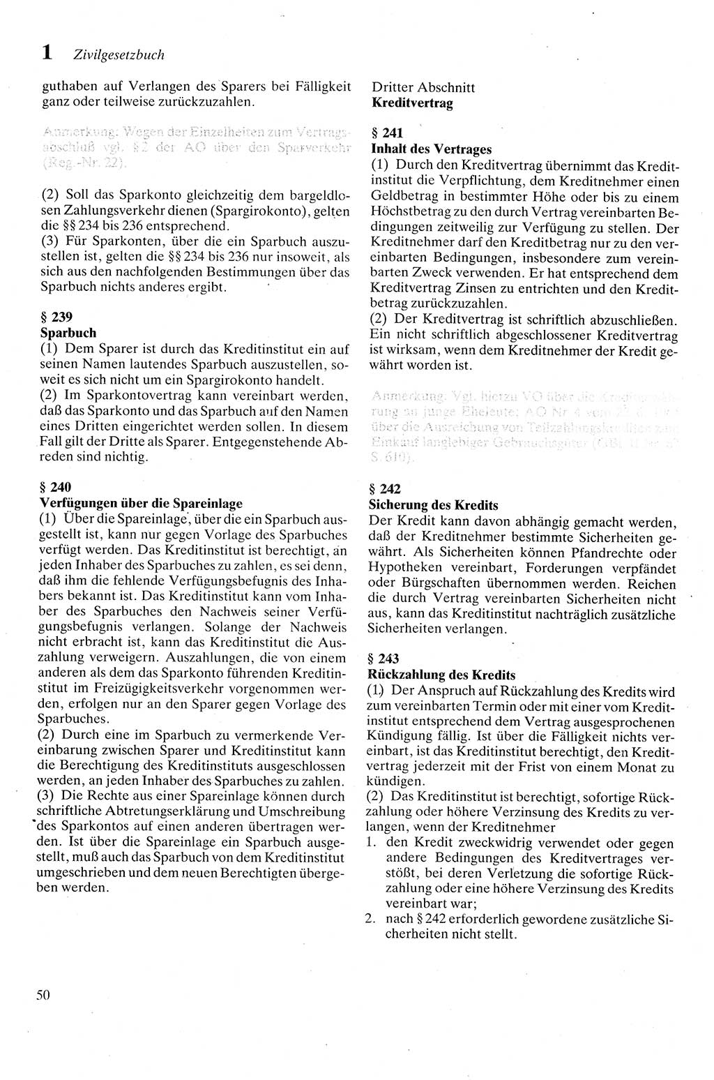 Zivilgesetzbuch (ZVG) sowie angrenzende Gesetze und Bestimmungen [Deutsche Demokratische Republik (DDR)] 1975, Seite 50 (ZGB Ges. Best. DDR 1975, S. 50)
