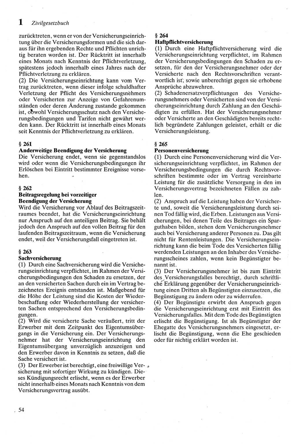 Zivilgesetzbuch (ZVG) sowie angrenzende Gesetze und Bestimmungen [Deutsche Demokratische Republik (DDR)] 1975, Seite 54 (ZGB Ges. Best. DDR 1975, S. 54)
