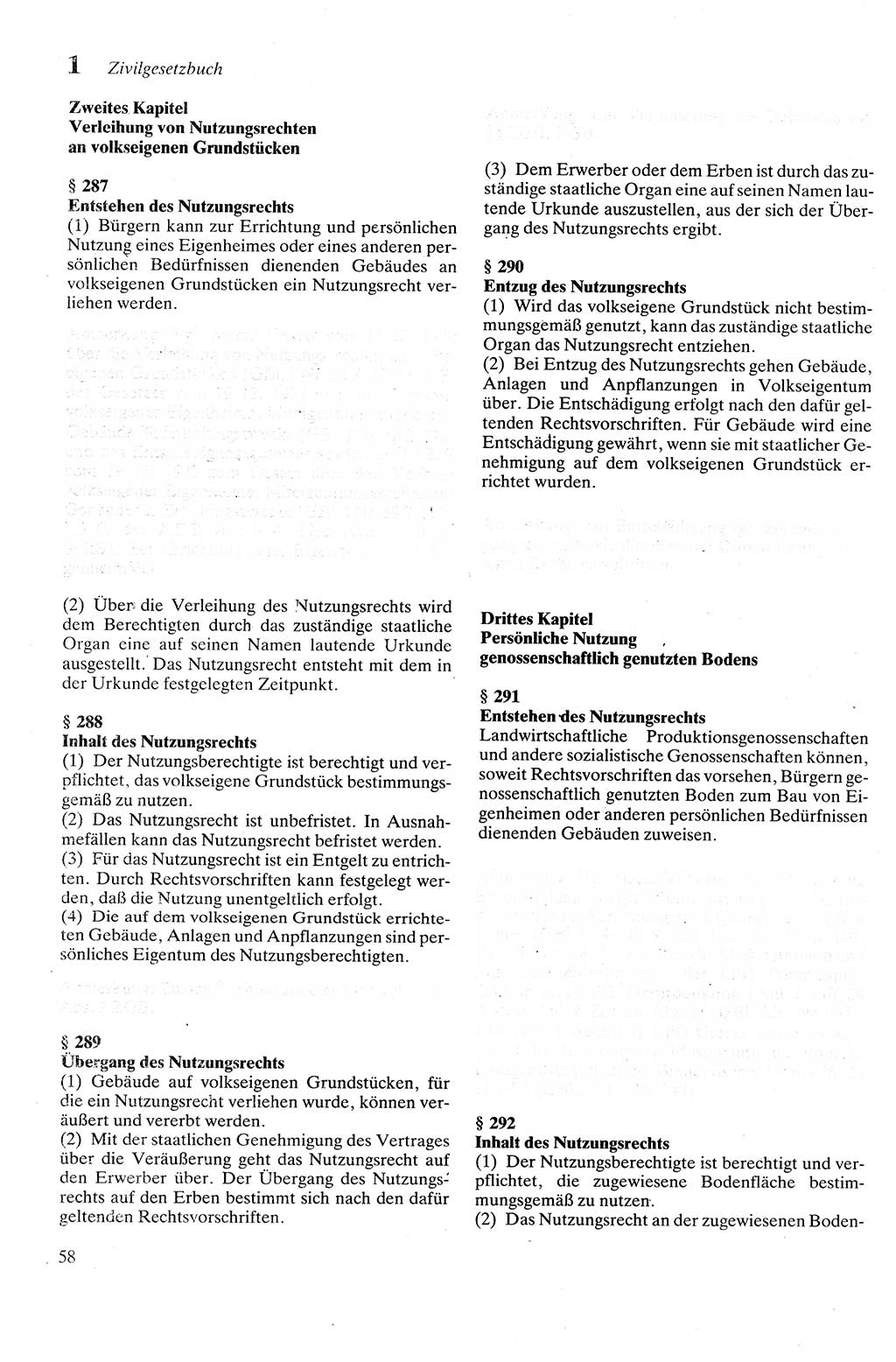 Zivilgesetzbuch (ZVG) sowie angrenzende Gesetze und Bestimmungen [Deutsche Demokratische Republik (DDR)] 1975, Seite 58 (ZGB Ges. Best. DDR 1975, S. 58)