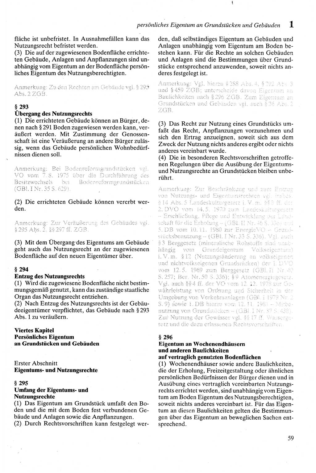 Zivilgesetzbuch (ZVG) sowie angrenzende Gesetze und Bestimmungen [Deutsche Demokratische Republik (DDR)] 1975, Seite 59 (ZGB Ges. Best. DDR 1975, S. 59)