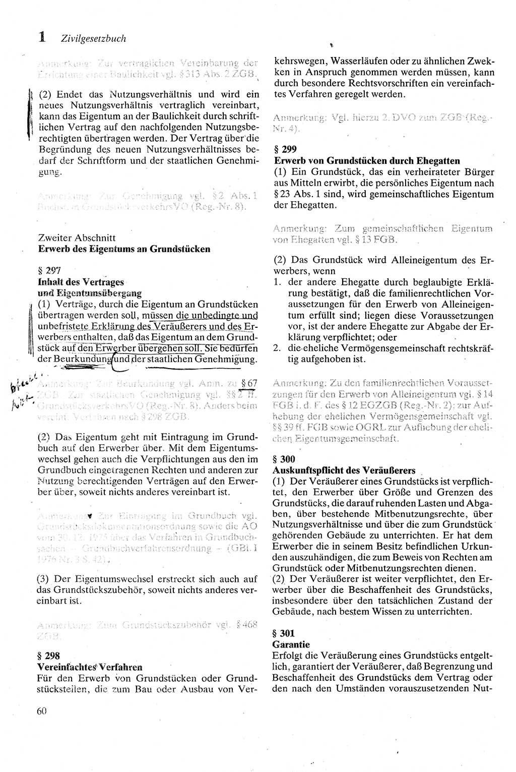 Zivilgesetzbuch (ZVG) sowie angrenzende Gesetze und Bestimmungen [Deutsche Demokratische Republik (DDR)] 1975, Seite 60 (ZGB Ges. Best. DDR 1975, S. 60)