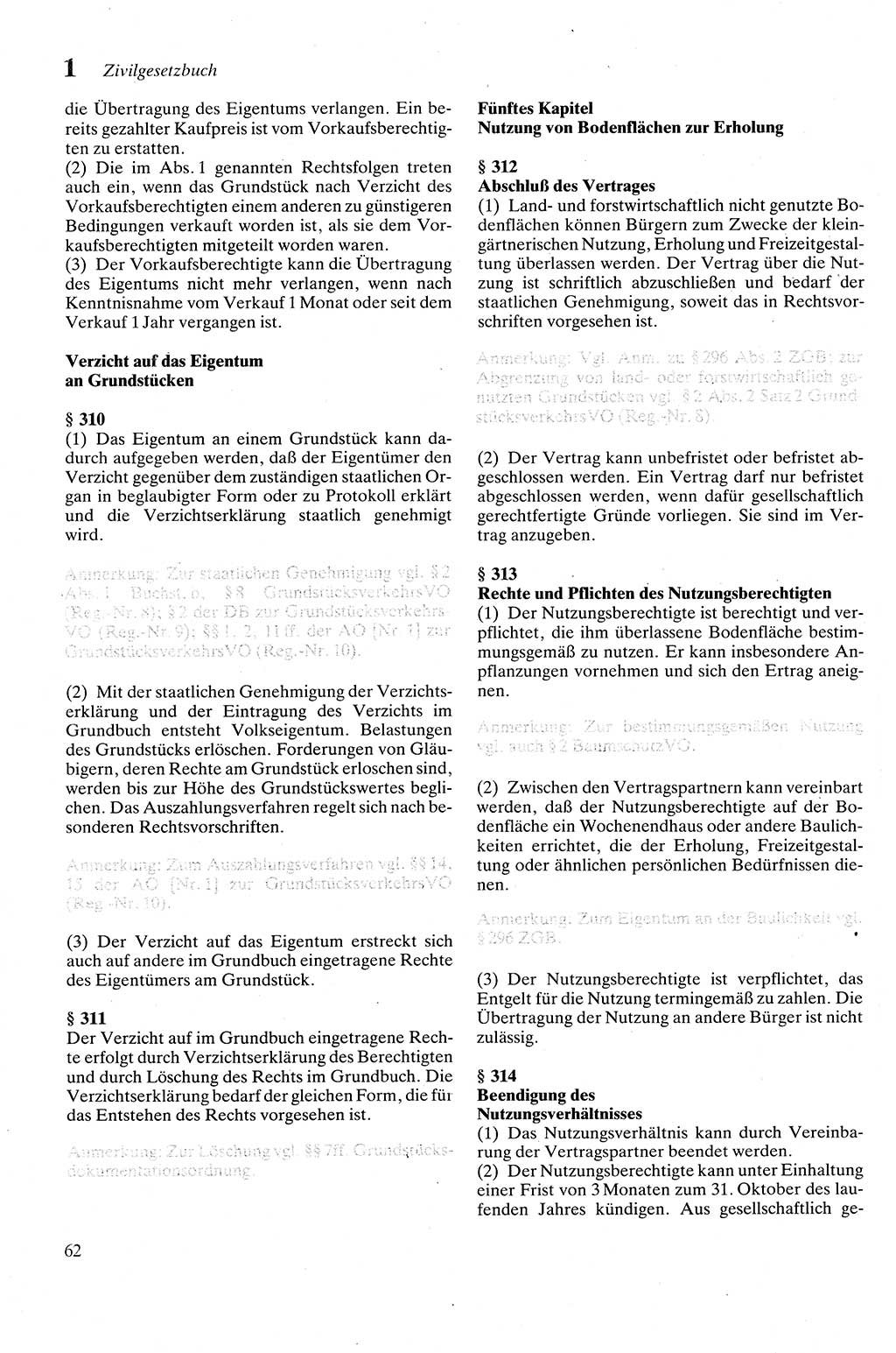 Zivilgesetzbuch (ZVG) sowie angrenzende Gesetze und Bestimmungen [Deutsche Demokratische Republik (DDR)] 1975, Seite 62 (ZGB Ges. Best. DDR 1975, S. 62)