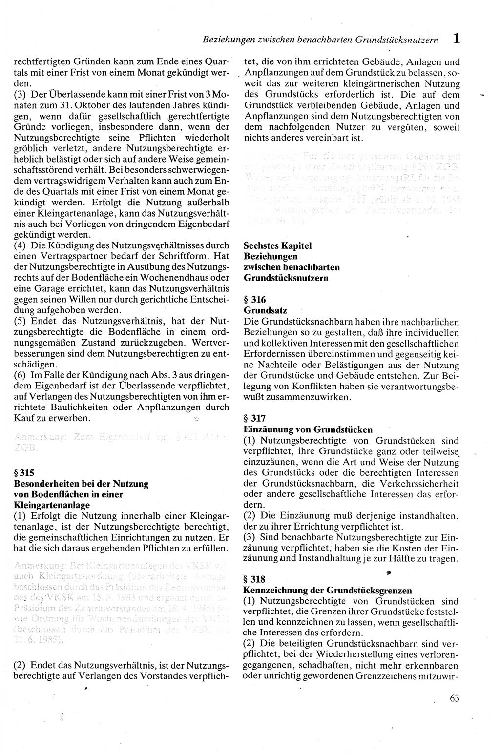 Zivilgesetzbuch (ZVG) sowie angrenzende Gesetze und Bestimmungen [Deutsche Demokratische Republik (DDR)] 1975, Seite 63 (ZGB Ges. Best. DDR 1975, S. 63)