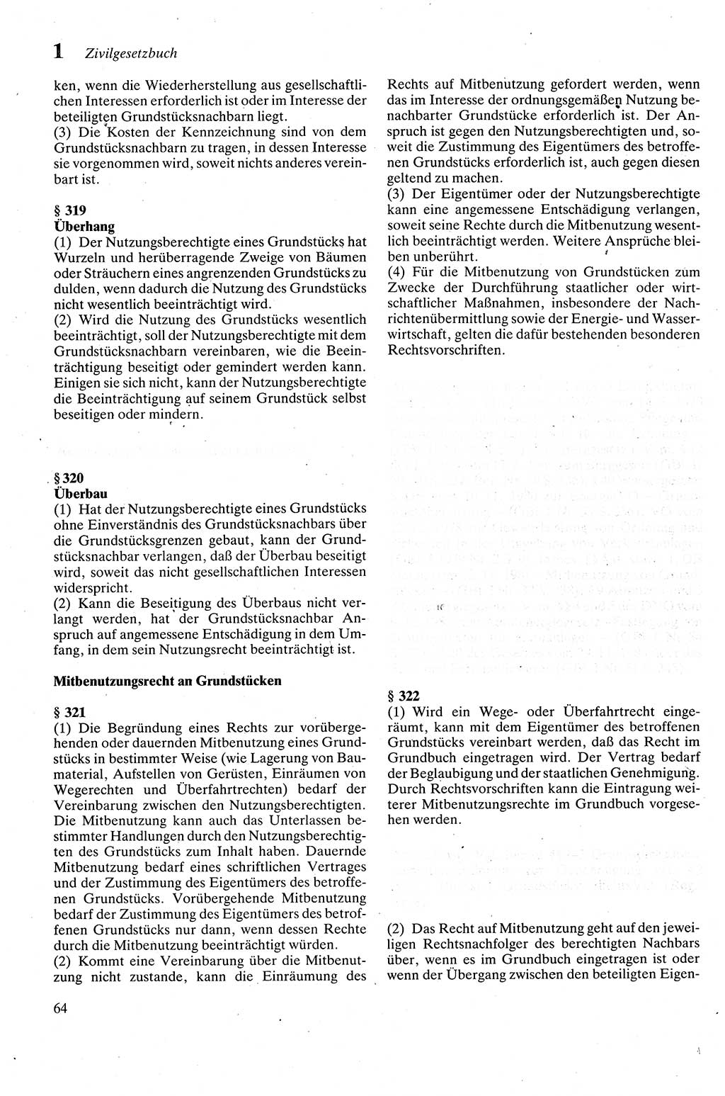 Zivilgesetzbuch (ZVG) sowie angrenzende Gesetze und Bestimmungen [Deutsche Demokratische Republik (DDR)] 1975, Seite 64 (ZGB Ges. Best. DDR 1975, S. 64)