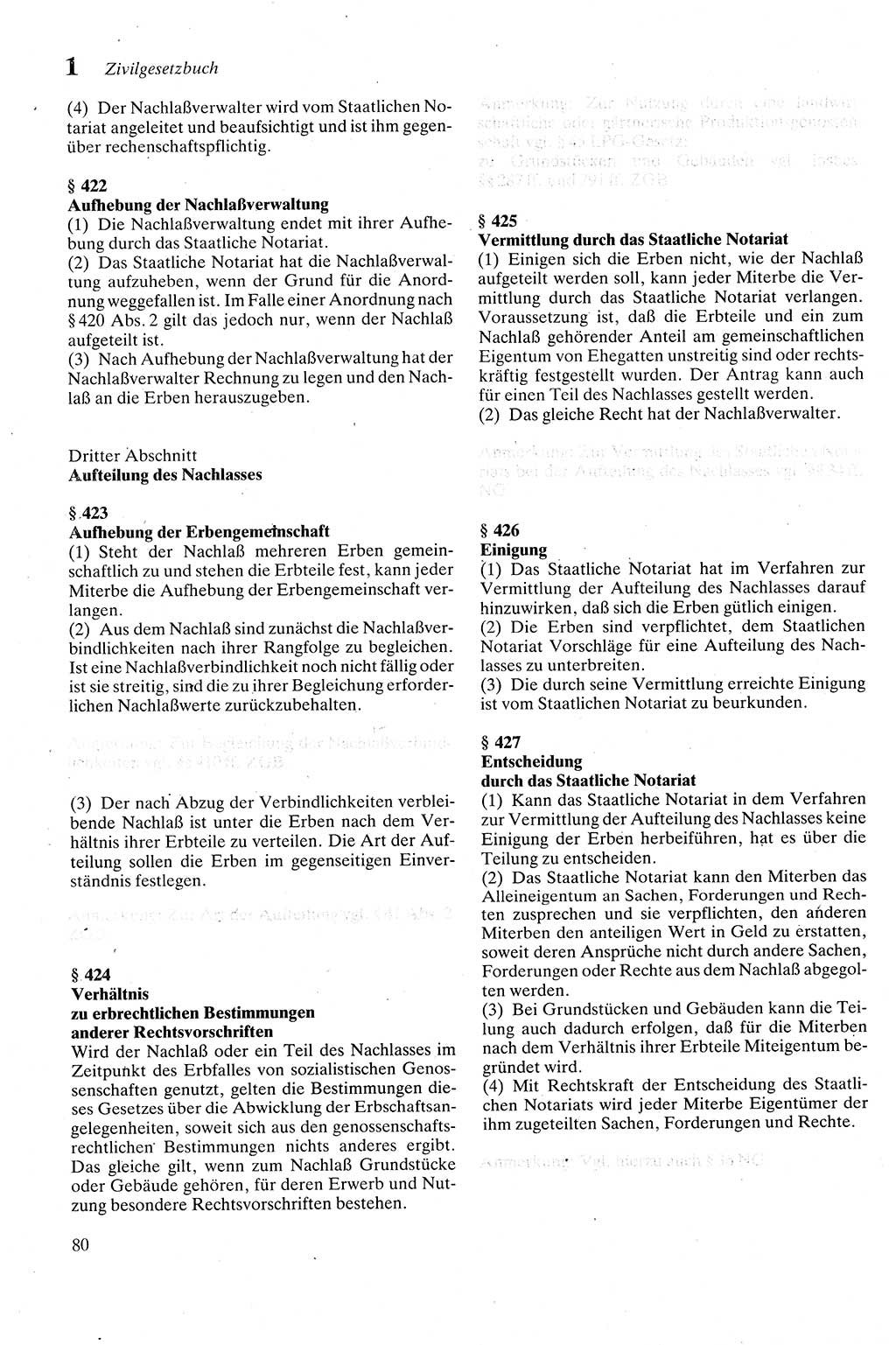 Zivilgesetzbuch (ZVG) sowie angrenzende Gesetze und Bestimmungen [Deutsche Demokratische Republik (DDR)] 1975, Seite 80 (ZGB Ges. Best. DDR 1975, S. 80)