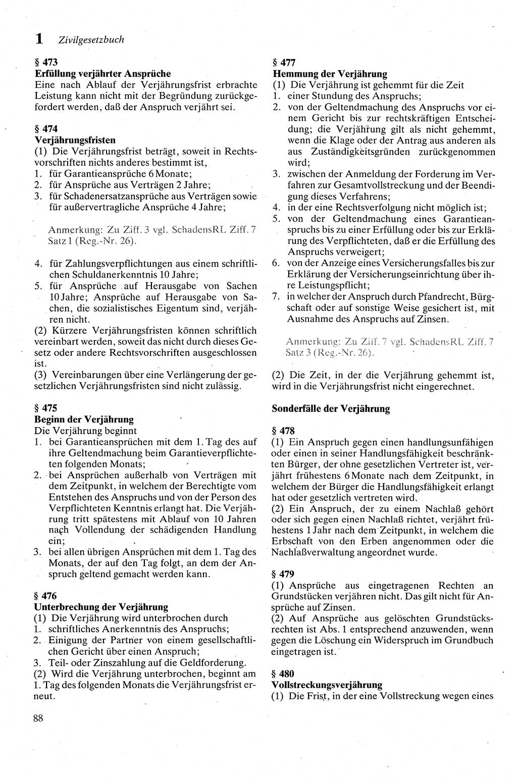 Zivilgesetzbuch (ZVG) sowie angrenzende Gesetze und Bestimmungen [Deutsche Demokratische Republik (DDR)] 1975, Seite 88 (ZGB Ges. Best. DDR 1975, S. 88)