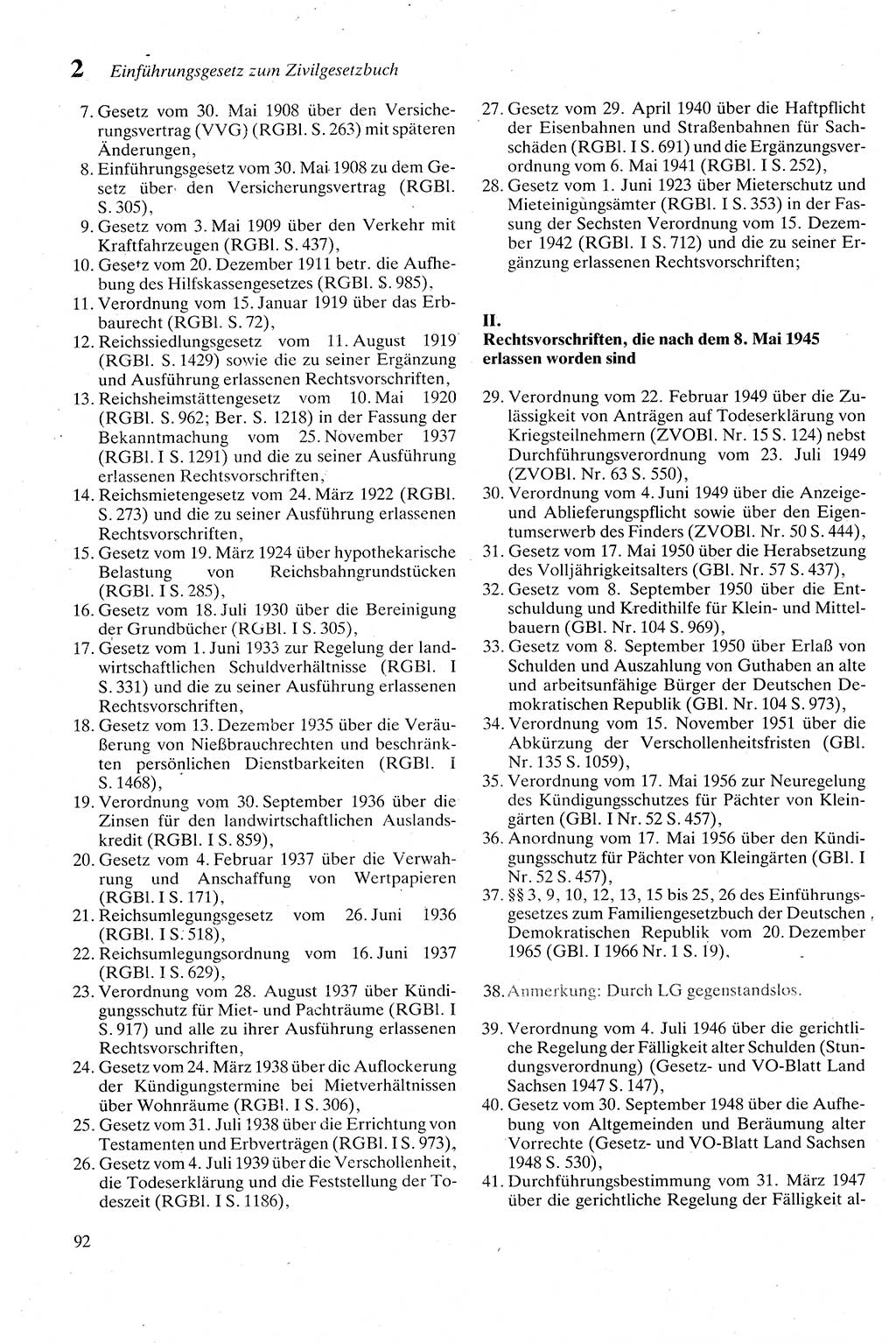 Zivilgesetzbuch (ZVG) sowie angrenzende Gesetze und Bestimmungen [Deutsche Demokratische Republik (DDR)] 1975, Seite 92 (ZGB Ges. Best. DDR 1975, S. 92)