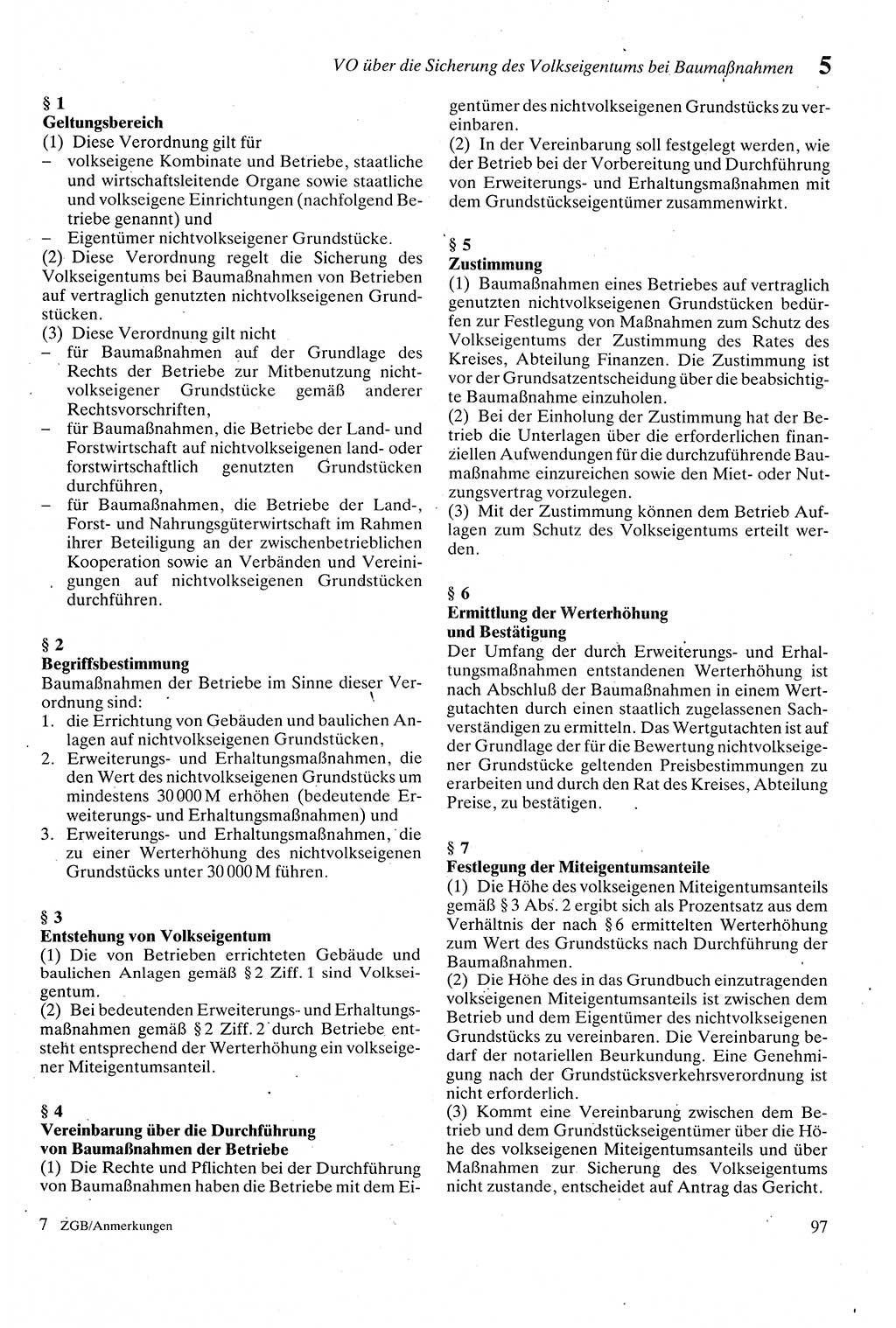 Zivilgesetzbuch (ZVG) sowie angrenzende Gesetze und Bestimmungen [Deutsche Demokratische Republik (DDR)] 1975, Seite 97 (ZGB Ges. Best. DDR 1975, S. 97)