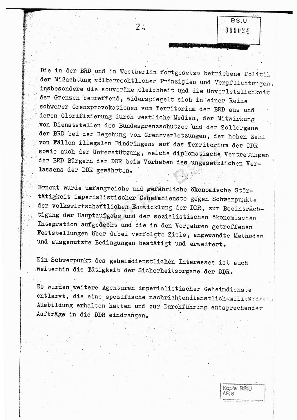 Jahresbericht der Hauptabteilung (HA) Ⅸ 1976, Analyse über die Entwicklung und die Wirksamkeit der politisch-operativen Arbeit der Linie Ⅸ im Jahre 1976, Ministerium für Staatssicherheit (MfS) der Deutschen Demokratischen Republik (DDR), Hauptabteilung Ⅸ, Berlin 1977, Seite 24 (Anal. MfS DDR HA Ⅸ /76 1977, S. 24)