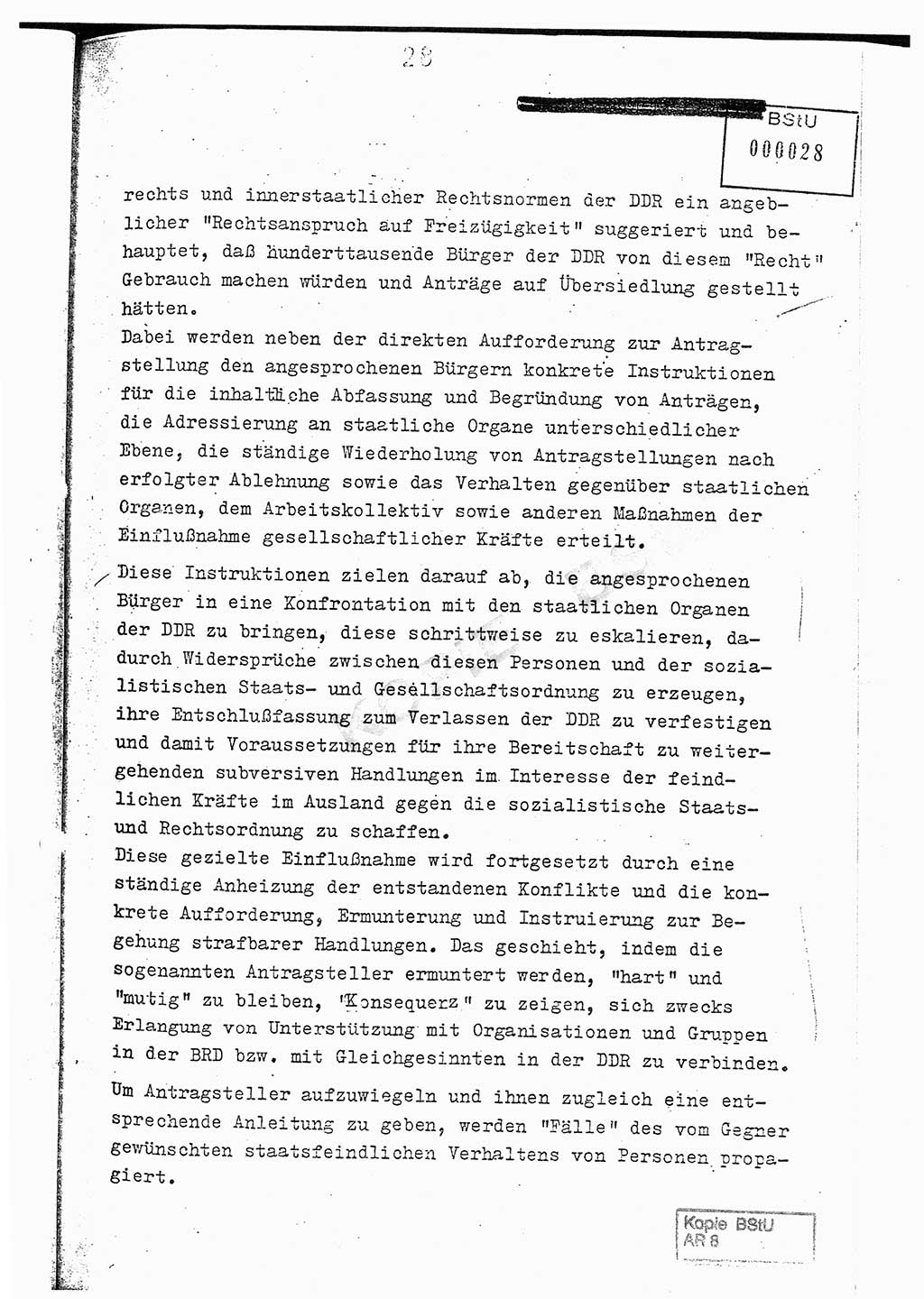 Jahresbericht der Hauptabteilung (HA) Ⅸ 1976, Analyse über die Entwicklung und die Wirksamkeit der politisch-operativen Arbeit der Linie Ⅸ im Jahre 1976, Ministerium für Staatssicherheit (MfS) der Deutschen Demokratischen Republik (DDR), Hauptabteilung Ⅸ, Berlin 1977, Seite 28 (Anal. MfS DDR HA Ⅸ /76 1977, S. 28)