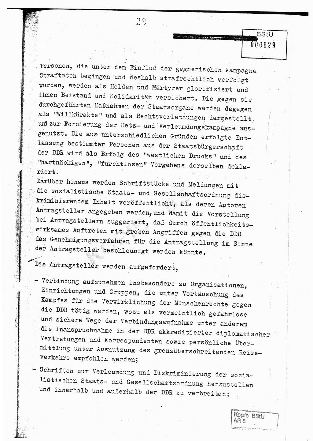 Jahresbericht der Hauptabteilung (HA) Ⅸ 1976, Analyse über die Entwicklung und die Wirksamkeit der politisch-operativen Arbeit der Linie Ⅸ im Jahre 1976, Ministerium für Staatssicherheit (MfS) der Deutschen Demokratischen Republik (DDR), Hauptabteilung Ⅸ, Berlin 1977, Seite 29 (Anal. MfS DDR HA Ⅸ /76 1977, S. 29)