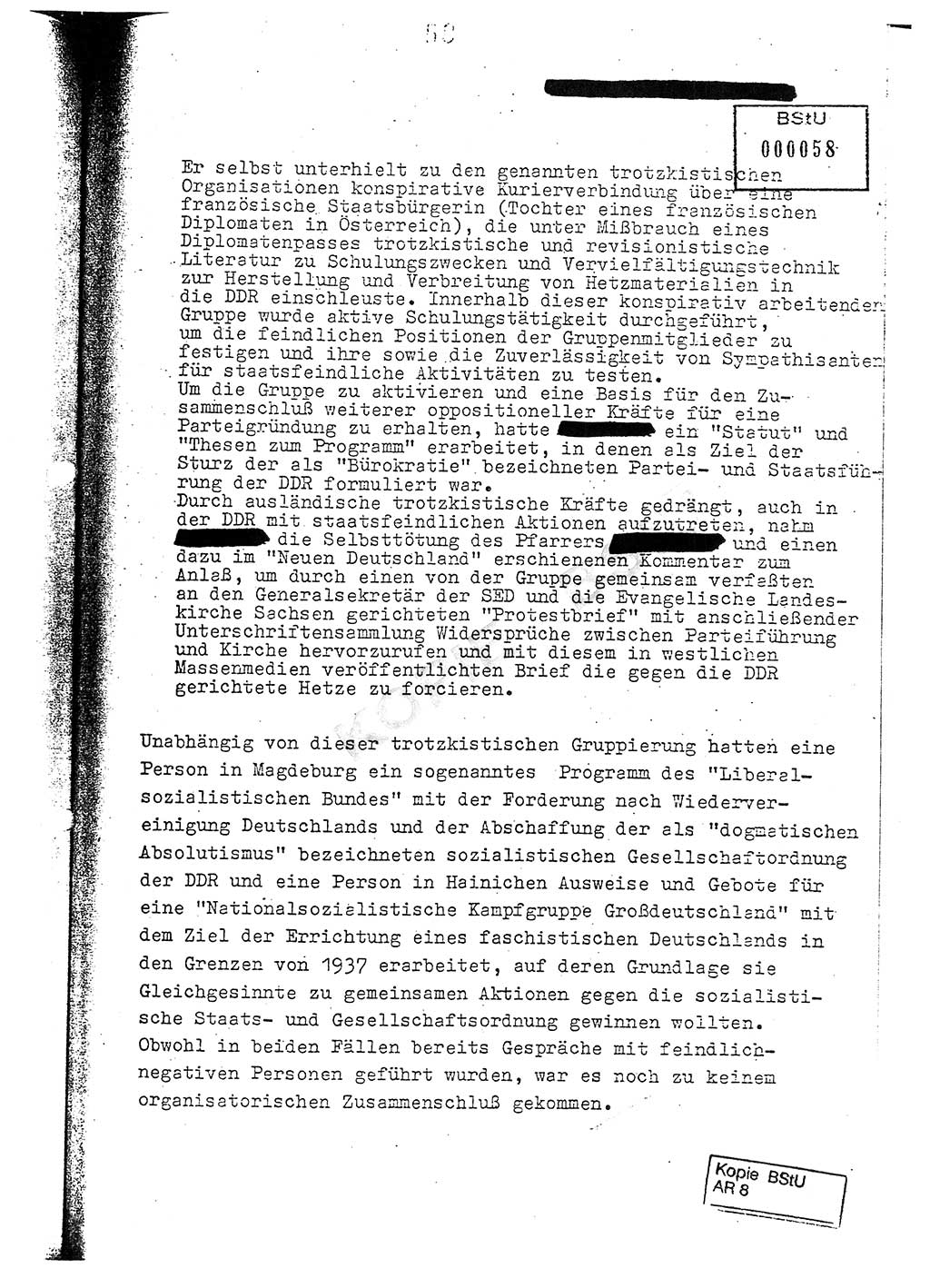 Jahresbericht der Hauptabteilung (HA) Ⅸ 1976, Analyse über die Entwicklung und die Wirksamkeit der politisch-operativen Arbeit der Linie Ⅸ im Jahre 1976, Ministerium für Staatssicherheit (MfS) der Deutschen Demokratischen Republik (DDR), Hauptabteilung Ⅸ, Berlin 1977, Seite 58 (Anal. MfS DDR HA Ⅸ /76 1977, S. 58)