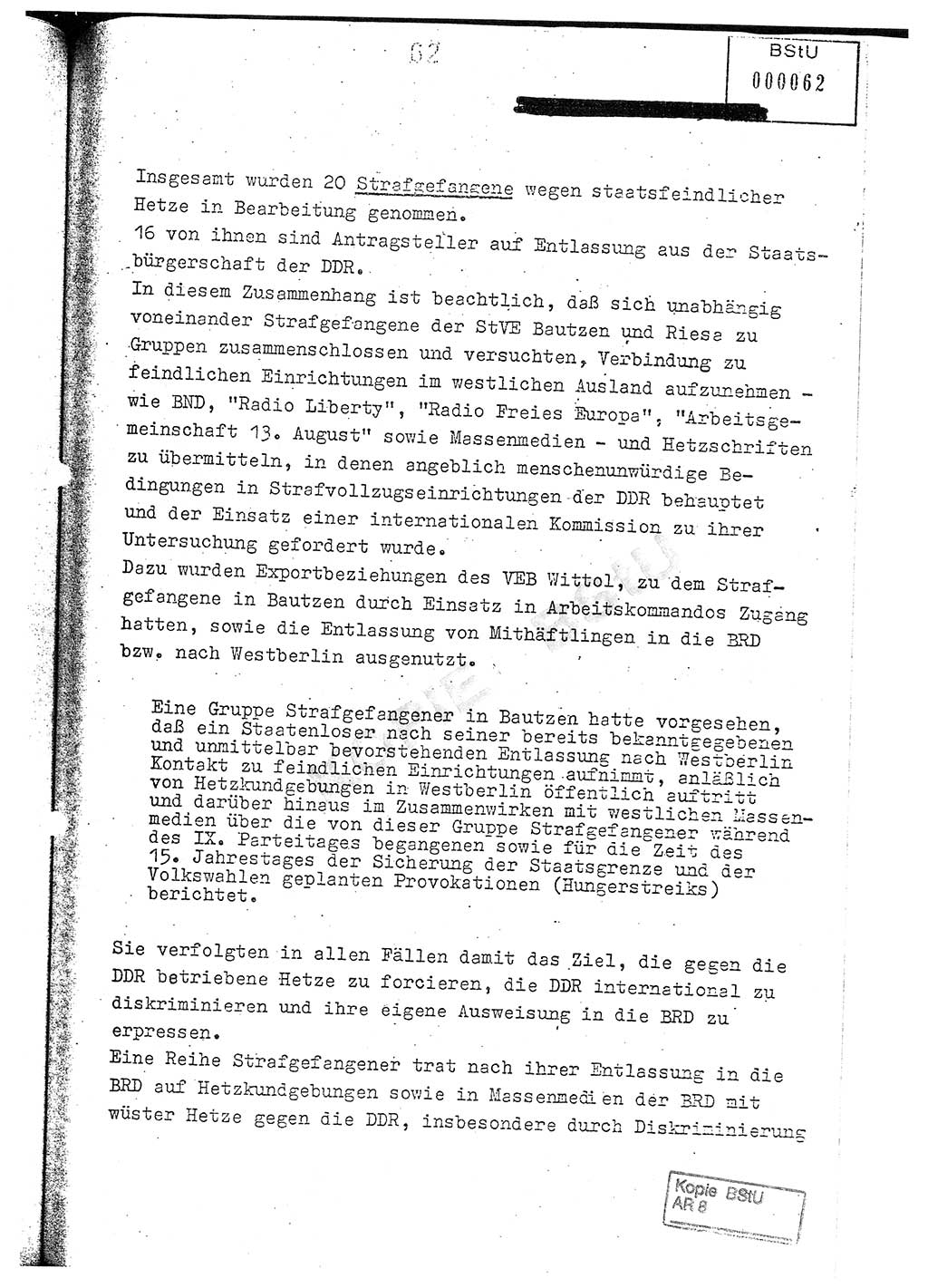 Jahresbericht der Hauptabteilung (HA) Ⅸ 1976, Analyse über die Entwicklung und die Wirksamkeit der politisch-operativen Arbeit der Linie Ⅸ im Jahre 1976, Ministerium für Staatssicherheit (MfS) der Deutschen Demokratischen Republik (DDR), Hauptabteilung Ⅸ, Berlin 1977, Seite 62 (Anal. MfS DDR HA Ⅸ /76 1977, S. 62)