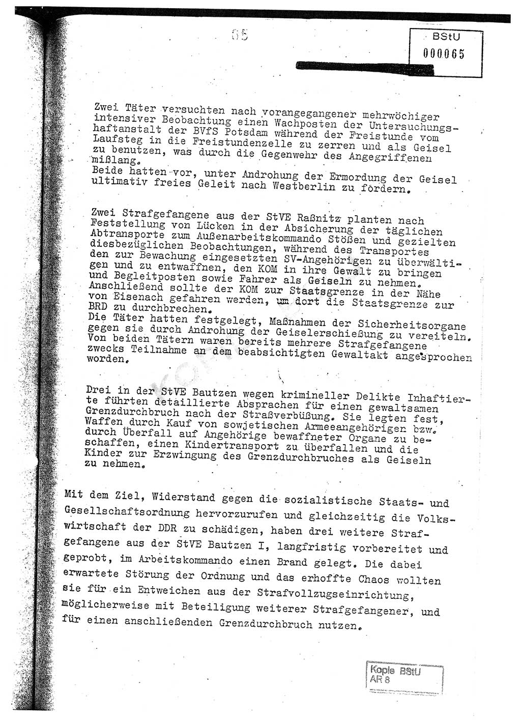 Jahresbericht der Hauptabteilung (HA) Ⅸ 1976, Analyse über die Entwicklung und die Wirksamkeit der politisch-operativen Arbeit der Linie Ⅸ im Jahre 1976, Ministerium für Staatssicherheit (MfS) der Deutschen Demokratischen Republik (DDR), Hauptabteilung Ⅸ, Berlin 1977, Seite 65 (Anal. MfS DDR HA Ⅸ /76 1977, S. 65)