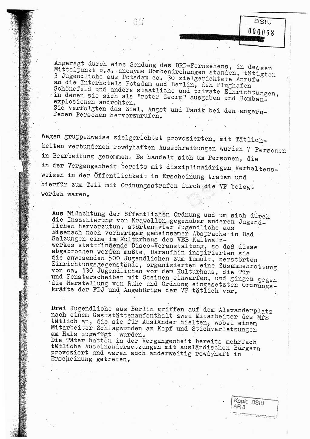 Jahresbericht der Hauptabteilung (HA) Ⅸ 1976, Analyse über die Entwicklung und die Wirksamkeit der politisch-operativen Arbeit der Linie Ⅸ im Jahre 1976, Ministerium für Staatssicherheit (MfS) der Deutschen Demokratischen Republik (DDR), Hauptabteilung Ⅸ, Berlin 1977, Seite 68 (Anal. MfS DDR HA Ⅸ /76 1977, S. 68)