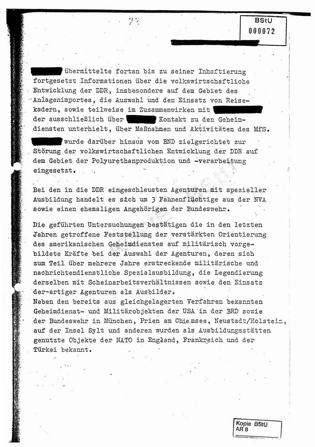 Jahresbericht der Hauptabteilung (HA) Ⅸ 1976, Analyse über die Entwicklung und die Wirksamkeit der politisch-operativen Arbeit der Linie Ⅸ im Jahre 1976, Ministerium für Staatssicherheit (MfS) der Deutschen Demokratischen Republik (DDR), Hauptabteilung Ⅸ, Berlin 1977, Seite 72 (Anal. MfS DDR HA Ⅸ /76 1977, S. 72)