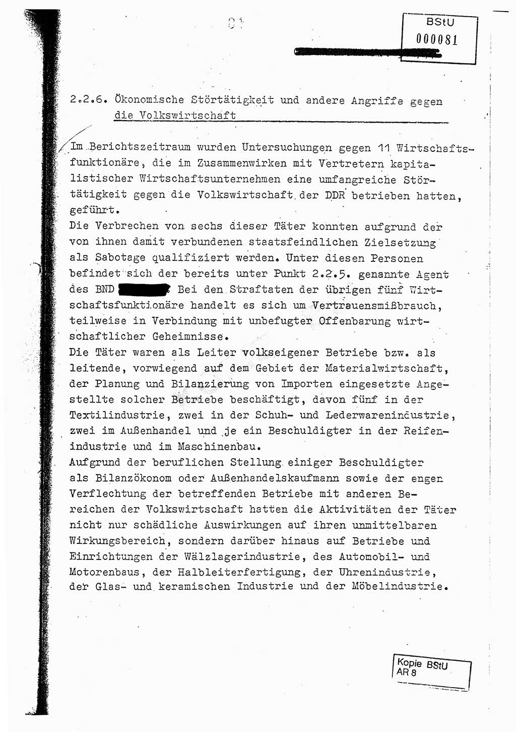 Jahresbericht der Hauptabteilung (HA) Ⅸ 1976, Analyse über die Entwicklung und die Wirksamkeit der politisch-operativen Arbeit der Linie Ⅸ im Jahre 1976, Ministerium für Staatssicherheit (MfS) der Deutschen Demokratischen Republik (DDR), Hauptabteilung Ⅸ, Berlin 1977, Seite 81 (Anal. MfS DDR HA Ⅸ /76 1977, S. 81)