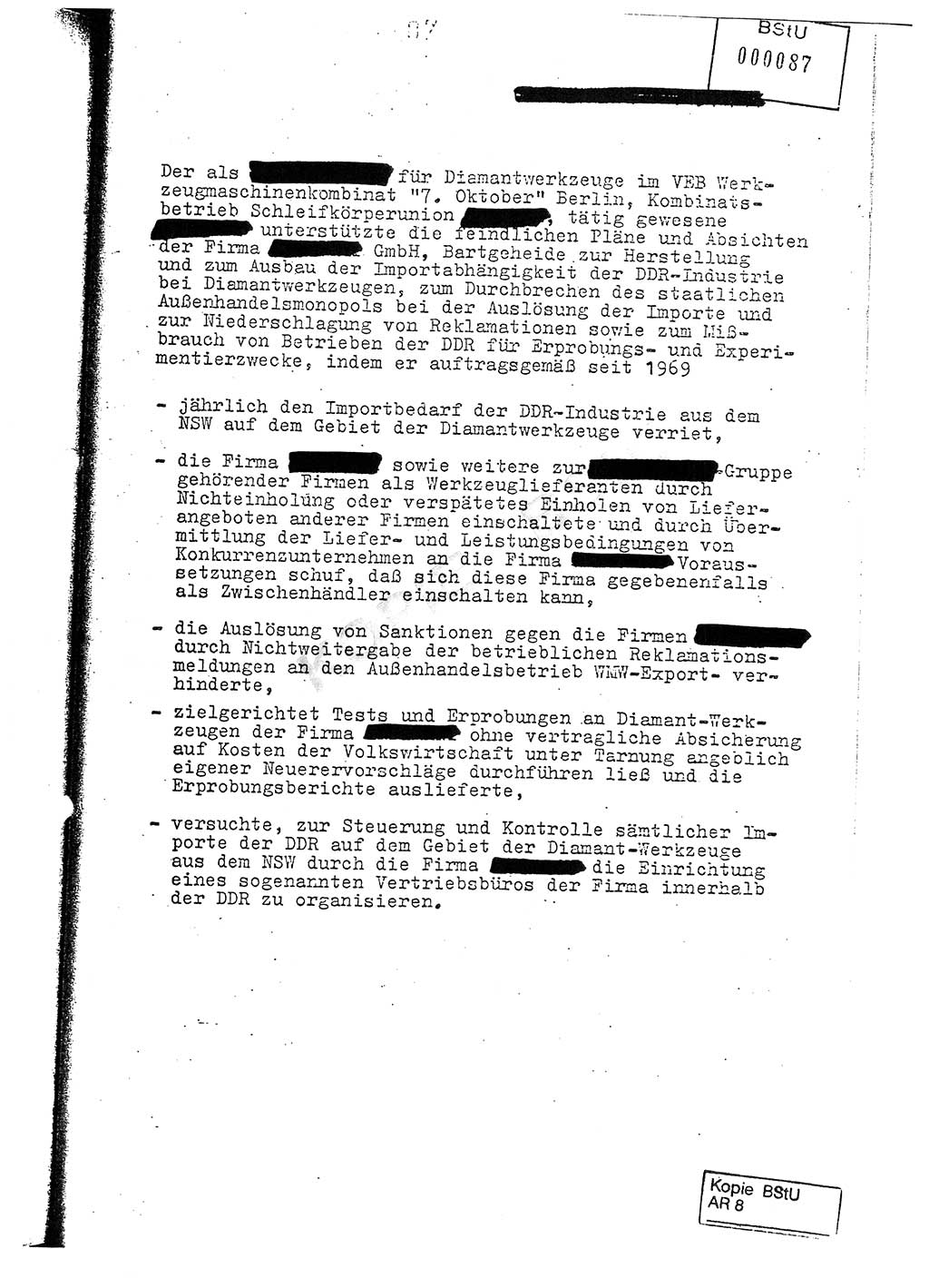 Jahresbericht der Hauptabteilung (HA) Ⅸ 1976, Analyse über die Entwicklung und die Wirksamkeit der politisch-operativen Arbeit der Linie Ⅸ im Jahre 1976, Ministerium für Staatssicherheit (MfS) der Deutschen Demokratischen Republik (DDR), Hauptabteilung Ⅸ, Berlin 1977, Seite 87 (Anal. MfS DDR HA Ⅸ /76 1977, S. 87)