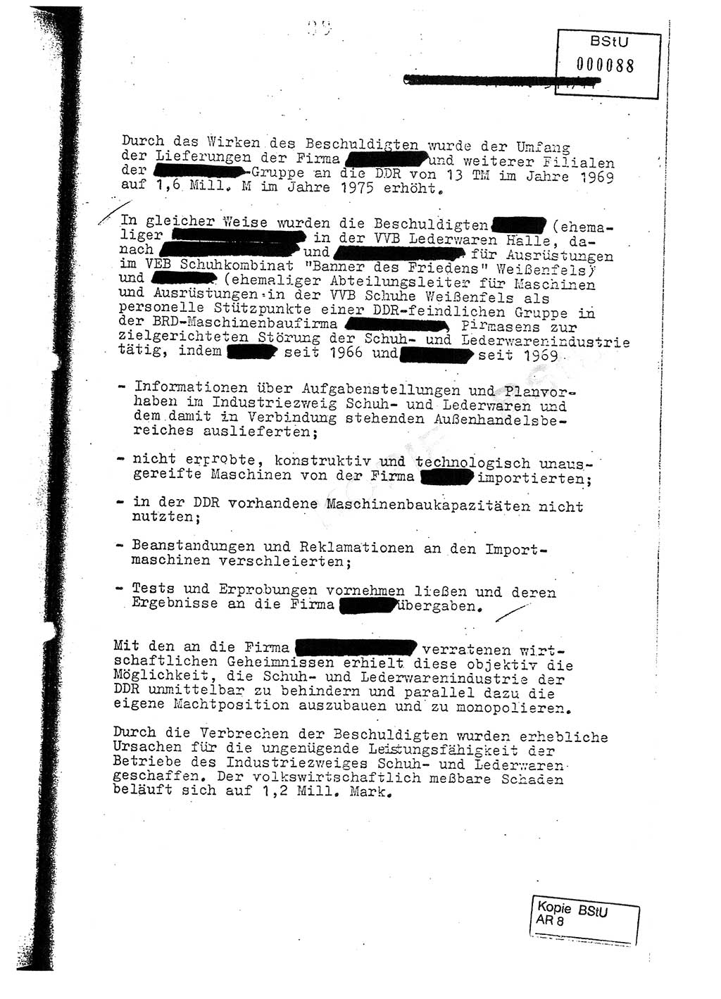 Jahresbericht der Hauptabteilung (HA) Ⅸ 1976, Analyse über die Entwicklung und die Wirksamkeit der politisch-operativen Arbeit der Linie Ⅸ im Jahre 1976, Ministerium für Staatssicherheit (MfS) der Deutschen Demokratischen Republik (DDR), Hauptabteilung Ⅸ, Berlin 1977, Seite 88 (Anal. MfS DDR HA Ⅸ /76 1977, S. 88)