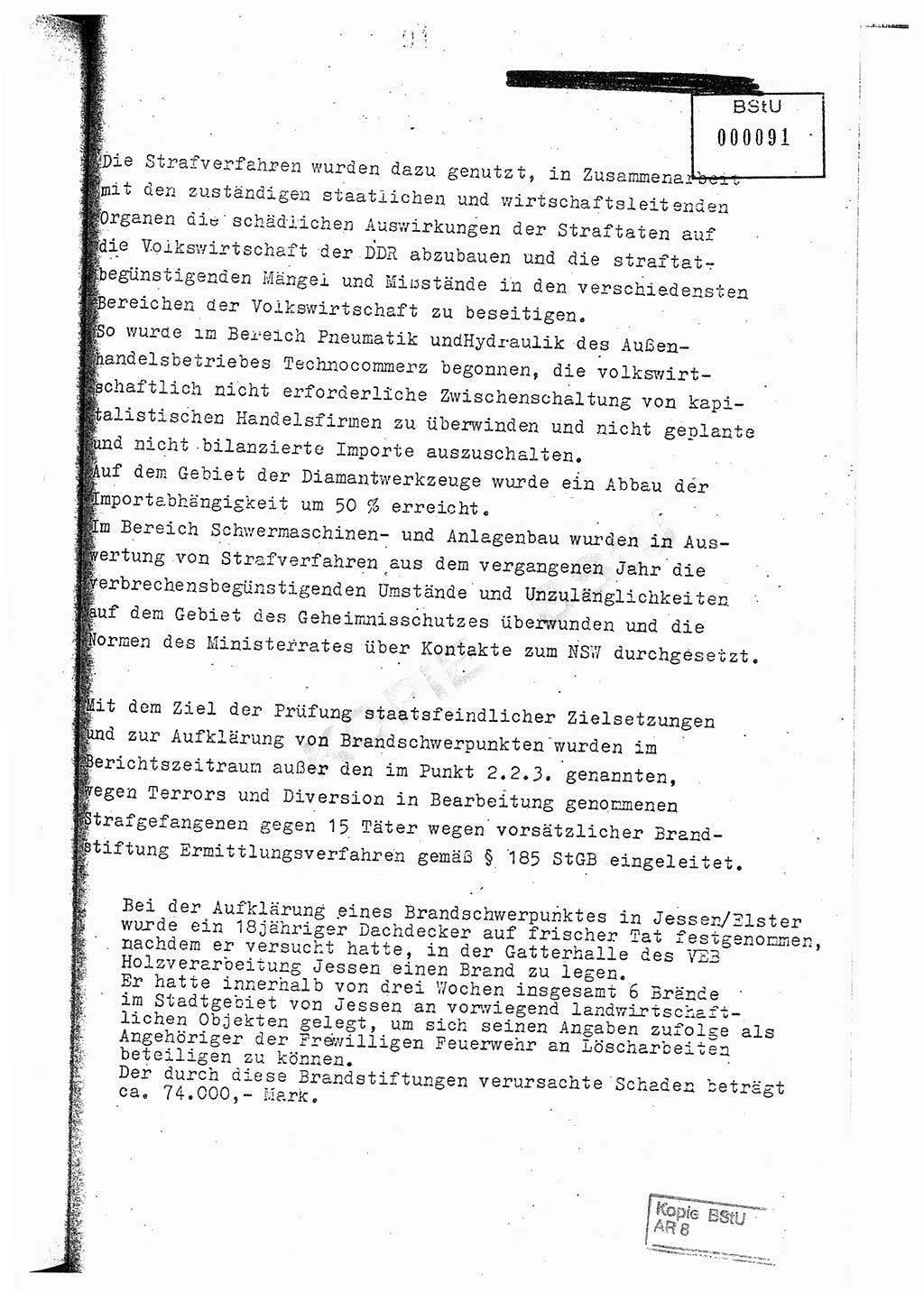 Jahresbericht der Hauptabteilung (HA) Ⅸ 1976, Analyse über die Entwicklung und die Wirksamkeit der politisch-operativen Arbeit der Linie Ⅸ im Jahre 1976, Ministerium für Staatssicherheit (MfS) der Deutschen Demokratischen Republik (DDR), Hauptabteilung Ⅸ, Berlin 1977, Seite 91 (Anal. MfS DDR HA Ⅸ /76 1977, S. 91)