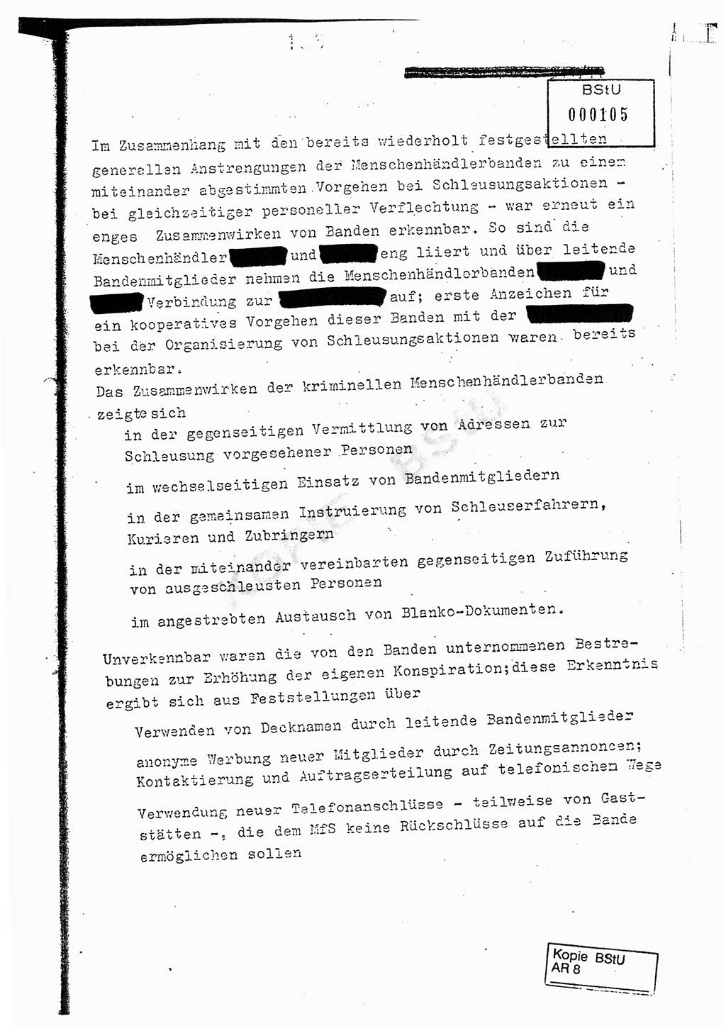 Jahresbericht der Hauptabteilung (HA) Ⅸ 1976, Analyse über die Entwicklung und die Wirksamkeit der politisch-operativen Arbeit der Linie Ⅸ im Jahre 1976, Ministerium für Staatssicherheit (MfS) der Deutschen Demokratischen Republik (DDR), Hauptabteilung Ⅸ, Berlin 1977, Seite 105 (Anal. MfS DDR HA Ⅸ /76 1977, S. 105)