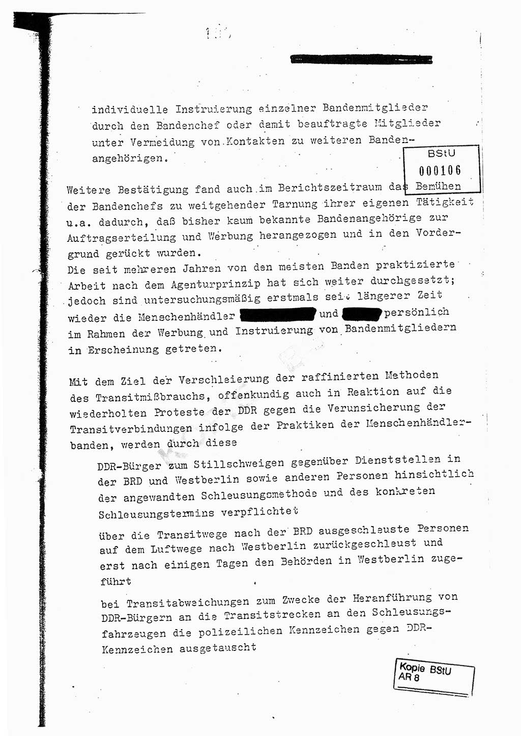 Jahresbericht der Hauptabteilung (HA) Ⅸ 1976, Analyse über die Entwicklung und die Wirksamkeit der politisch-operativen Arbeit der Linie Ⅸ im Jahre 1976, Ministerium für Staatssicherheit (MfS) der Deutschen Demokratischen Republik (DDR), Hauptabteilung Ⅸ, Berlin 1977, Seite 106 (Anal. MfS DDR HA Ⅸ /76 1977, S. 106)