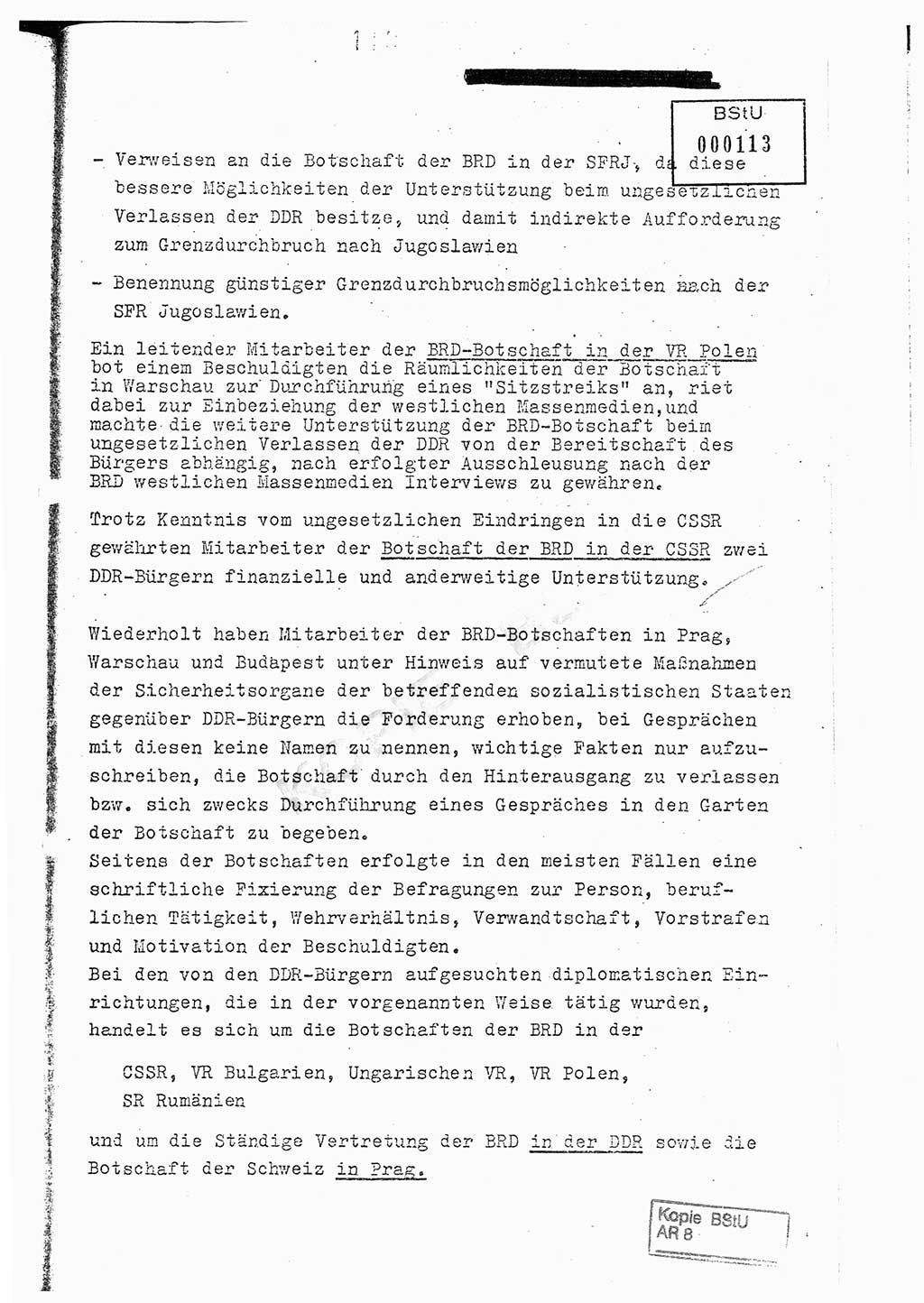 Jahresbericht der Hauptabteilung (HA) Ⅸ 1976, Analyse über die Entwicklung und die Wirksamkeit der politisch-operativen Arbeit der Linie Ⅸ im Jahre 1976, Ministerium für Staatssicherheit (MfS) der Deutschen Demokratischen Republik (DDR), Hauptabteilung Ⅸ, Berlin 1977, Seite 113 (Anal. MfS DDR HA Ⅸ /76 1977, S. 113)