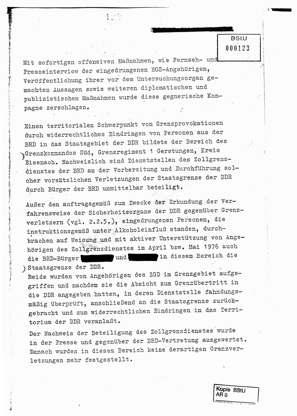 Jahresbericht der Hauptabteilung (HA) Ⅸ 1976, Analyse über die Entwicklung und die Wirksamkeit der politisch-operativen Arbeit der Linie Ⅸ im Jahre 1976, Ministerium für Staatssicherheit (MfS) der Deutschen Demokratischen Republik (DDR), Hauptabteilung Ⅸ, Berlin 1977, Seite 123 (Anal. MfS DDR HA Ⅸ /76 1977, S. 123)