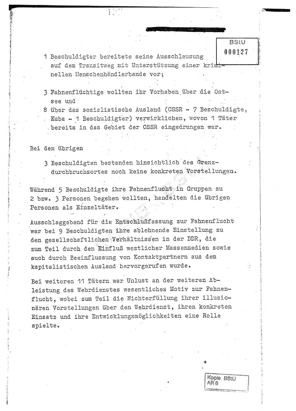 Jahresbericht der Hauptabteilung (HA) Ⅸ 1976, Analyse über die Entwicklung und die Wirksamkeit der politisch-operativen Arbeit der Linie Ⅸ im Jahre 1976, Ministerium für Staatssicherheit (MfS) der Deutschen Demokratischen Republik (DDR), Hauptabteilung Ⅸ, Berlin 1977, Seite 127 (Anal. MfS DDR HA Ⅸ /76 1977, S. 127)