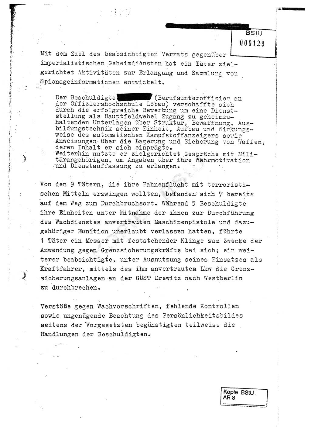 Jahresbericht der Hauptabteilung (HA) Ⅸ 1976, Analyse über die Entwicklung und die Wirksamkeit der politisch-operativen Arbeit der Linie Ⅸ im Jahre 1976, Ministerium für Staatssicherheit (MfS) der Deutschen Demokratischen Republik (DDR), Hauptabteilung Ⅸ, Berlin 1977, Seite 129 (Anal. MfS DDR HA Ⅸ /76 1977, S. 129)