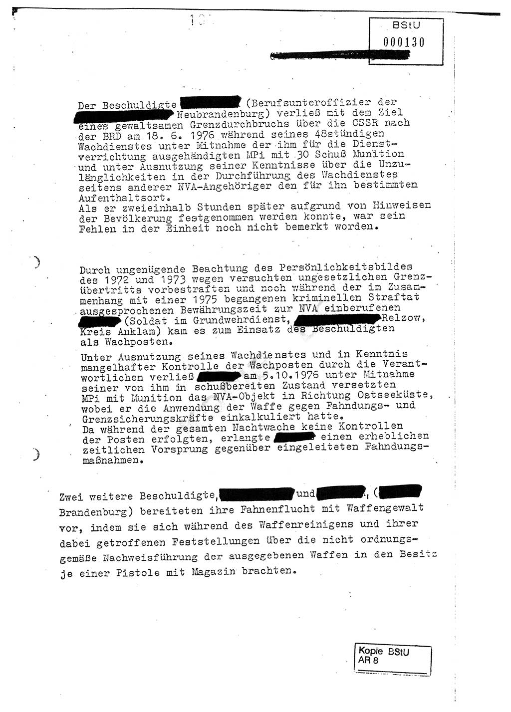 Jahresbericht der Hauptabteilung (HA) Ⅸ 1976, Analyse über die Entwicklung und die Wirksamkeit der politisch-operativen Arbeit der Linie Ⅸ im Jahre 1976, Ministerium für Staatssicherheit (MfS) der Deutschen Demokratischen Republik (DDR), Hauptabteilung Ⅸ, Berlin 1977, Seite 130 (Anal. MfS DDR HA Ⅸ /76 1977, S. 130)