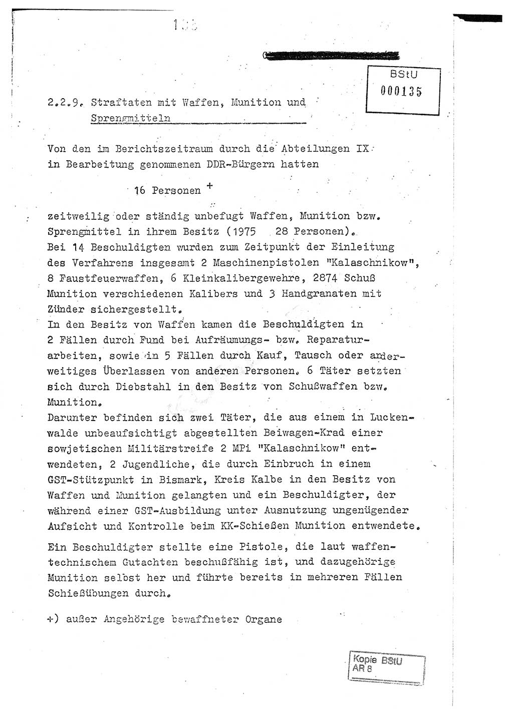 Jahresbericht der Hauptabteilung (HA) Ⅸ 1976, Analyse über die Entwicklung und die Wirksamkeit der politisch-operativen Arbeit der Linie Ⅸ im Jahre 1976, Ministerium für Staatssicherheit (MfS) der Deutschen Demokratischen Republik (DDR), Hauptabteilung Ⅸ, Berlin 1977, Seite 135 (Anal. MfS DDR HA Ⅸ /76 1977, S. 135)