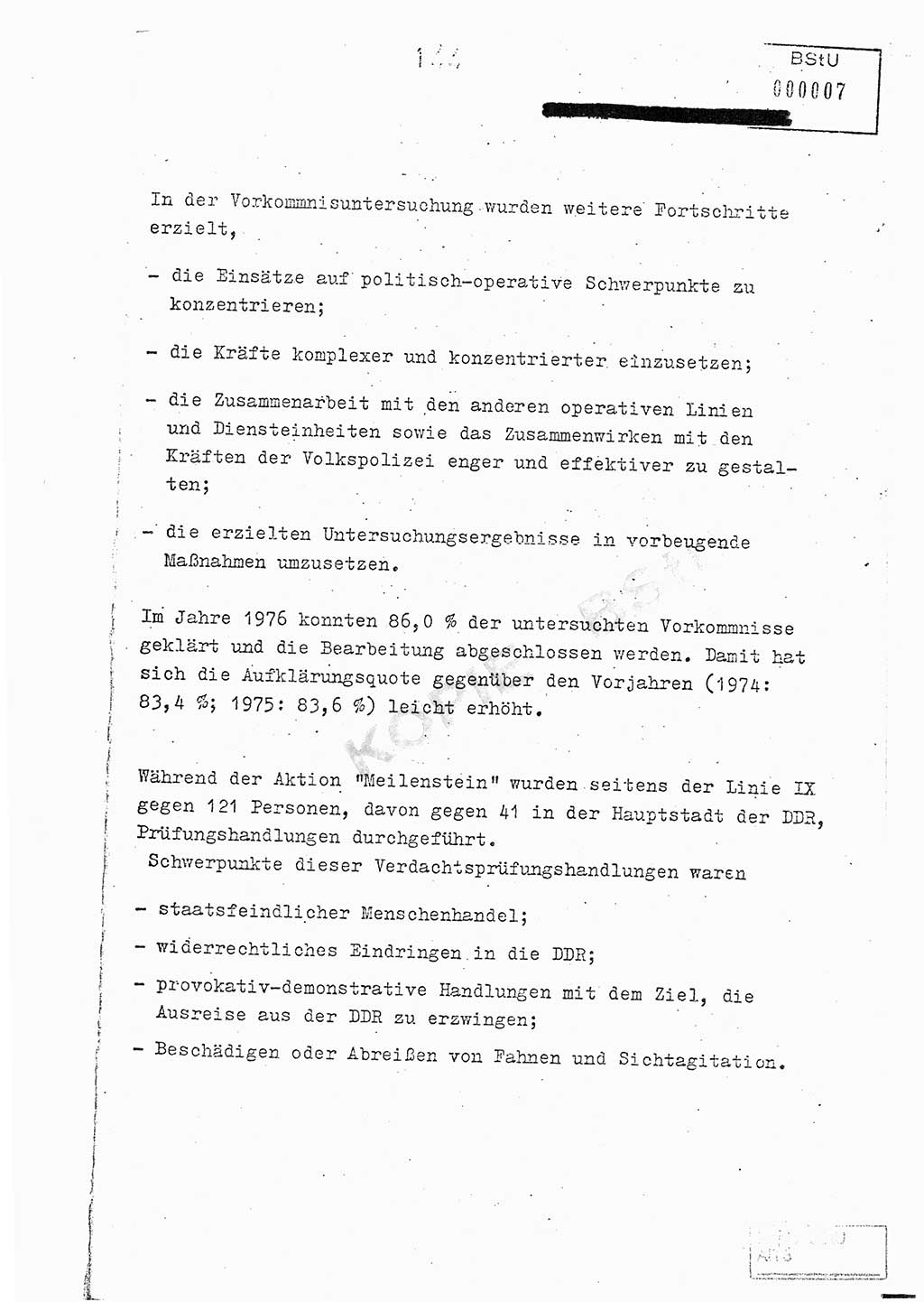 Jahresbericht der Hauptabteilung (HA) Ⅸ 1976, Analyse über die Entwicklung und die Wirksamkeit der politisch-operativen Arbeit der Linie Ⅸ im Jahre 1976, Ministerium für Staatssicherheit (MfS) der Deutschen Demokratischen Republik (DDR), Hauptabteilung Ⅸ, Berlin 1977, Seite 144 (Anal. MfS DDR HA Ⅸ /76 1977, S. 144)