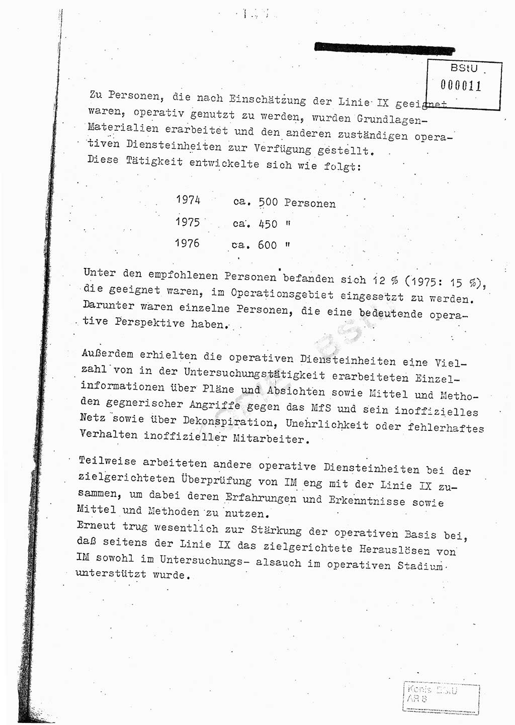 Jahresbericht der Hauptabteilung (HA) Ⅸ 1976, Analyse über die Entwicklung und die Wirksamkeit der politisch-operativen Arbeit der Linie Ⅸ im Jahre 1976, Ministerium für Staatssicherheit (MfS) der Deutschen Demokratischen Republik (DDR), Hauptabteilung Ⅸ, Berlin 1977, Seite 148 (Anal. MfS DDR HA Ⅸ /76 1977, S. 148)