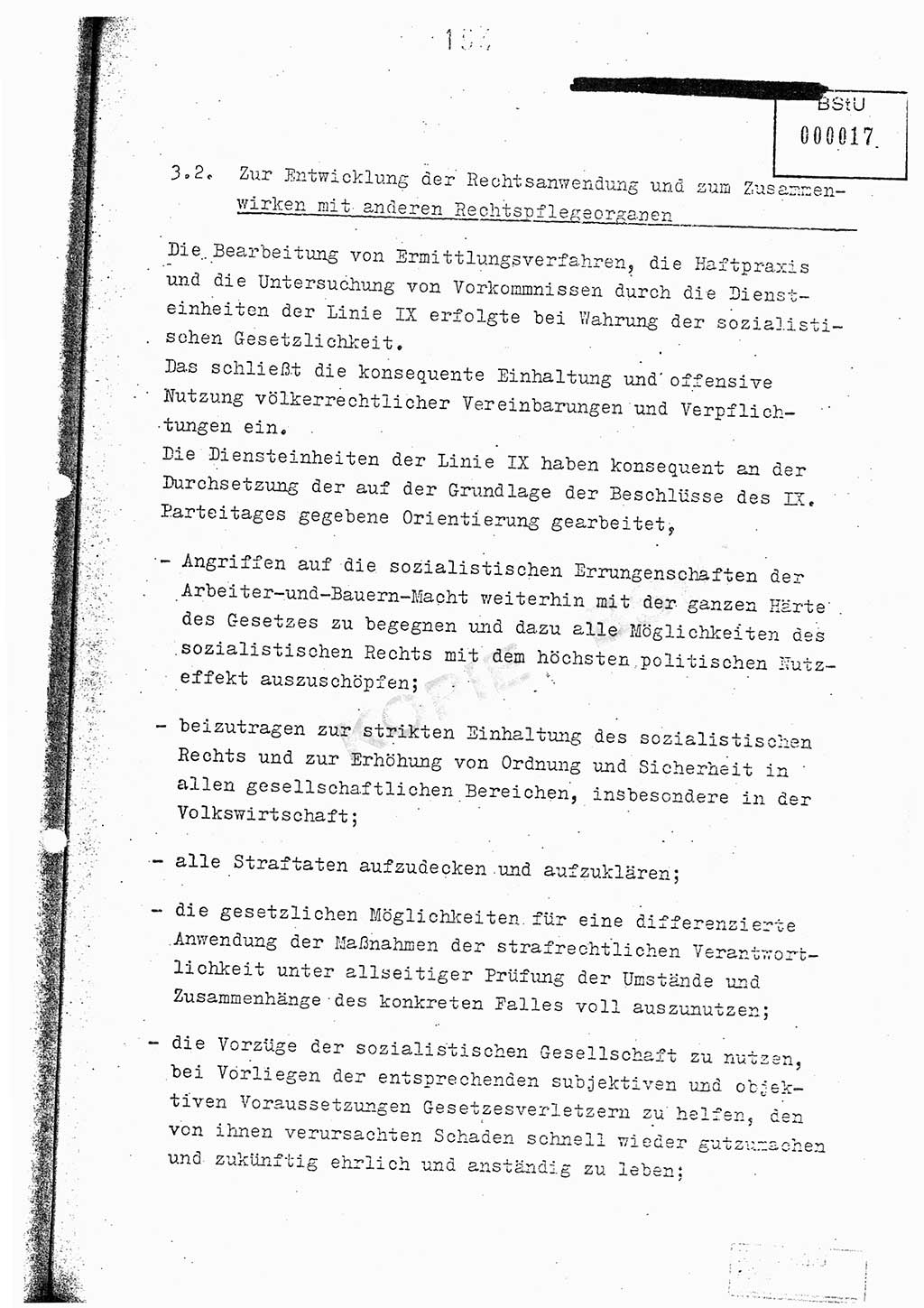 Jahresbericht der Hauptabteilung (HA) Ⅸ 1976, Analyse über die Entwicklung und die Wirksamkeit der politisch-operativen Arbeit der Linie Ⅸ im Jahre 1976, Ministerium für Staatssicherheit (MfS) der Deutschen Demokratischen Republik (DDR), Hauptabteilung Ⅸ, Berlin 1977, Seite 154 (Anal. MfS DDR HA Ⅸ /76 1977, S. 154)