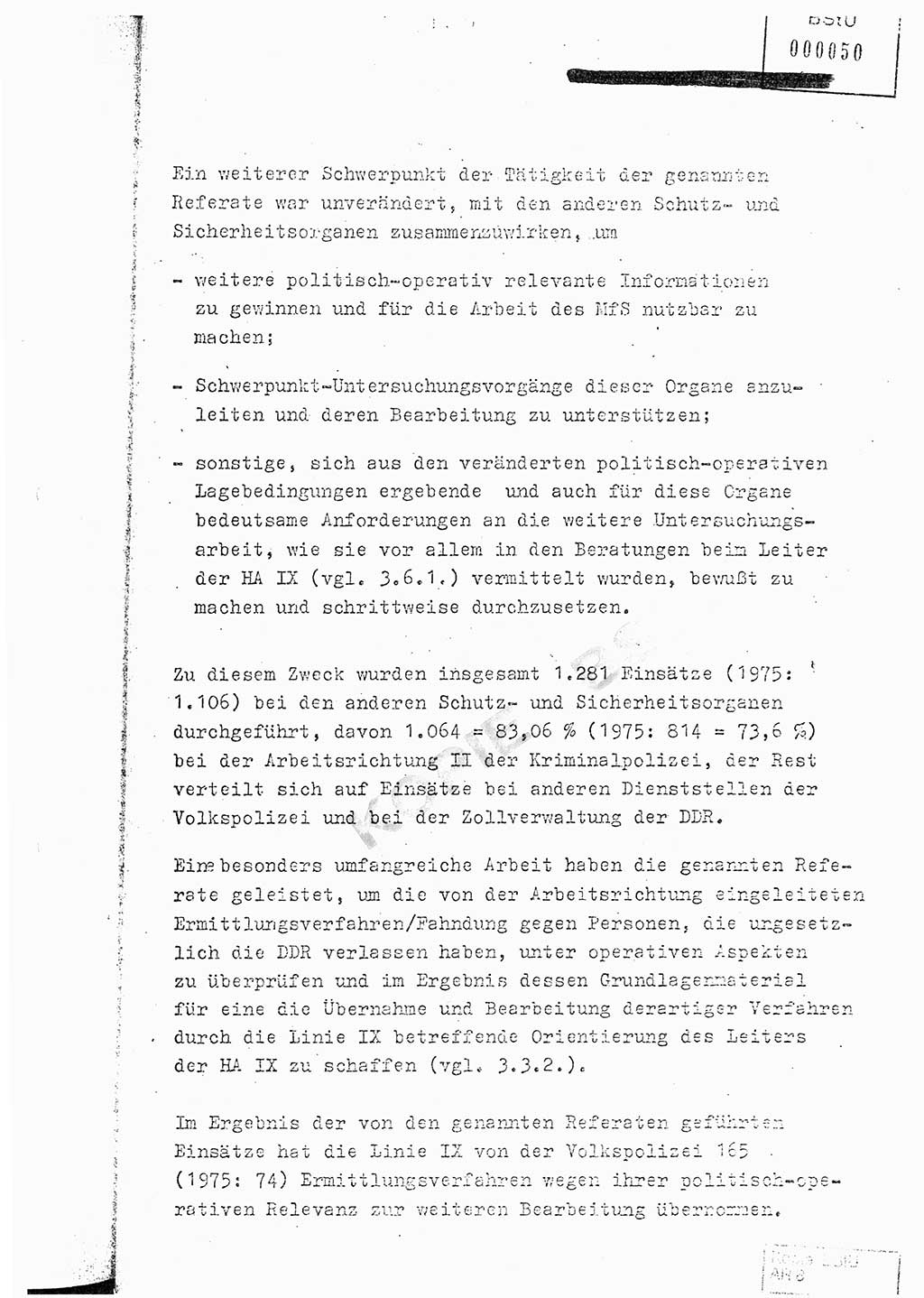 Jahresbericht der Hauptabteilung (HA) Ⅸ 1976, Analyse über die Entwicklung und die Wirksamkeit der politisch-operativen Arbeit der Linie Ⅸ im Jahre 1976, Ministerium für Staatssicherheit (MfS) der Deutschen Demokratischen Republik (DDR), Hauptabteilung Ⅸ, Berlin 1977, Seite 188 (Anal. MfS DDR HA Ⅸ /76 1977, S. 188)