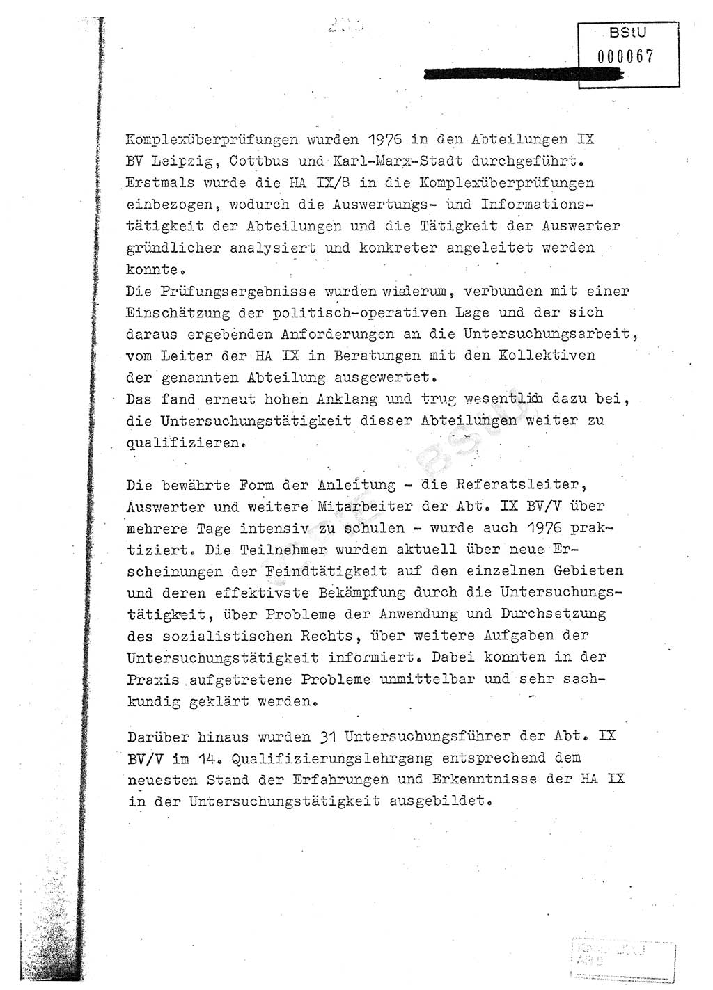 Jahresbericht der Hauptabteilung (HA) Ⅸ 1976, Analyse über die Entwicklung und die Wirksamkeit der politisch-operativen Arbeit der Linie Ⅸ im Jahre 1976, Ministerium für Staatssicherheit (MfS) der Deutschen Demokratischen Republik (DDR), Hauptabteilung Ⅸ, Berlin 1977, Seite 205 (Anal. MfS DDR HA Ⅸ /76 1977, S. 205)