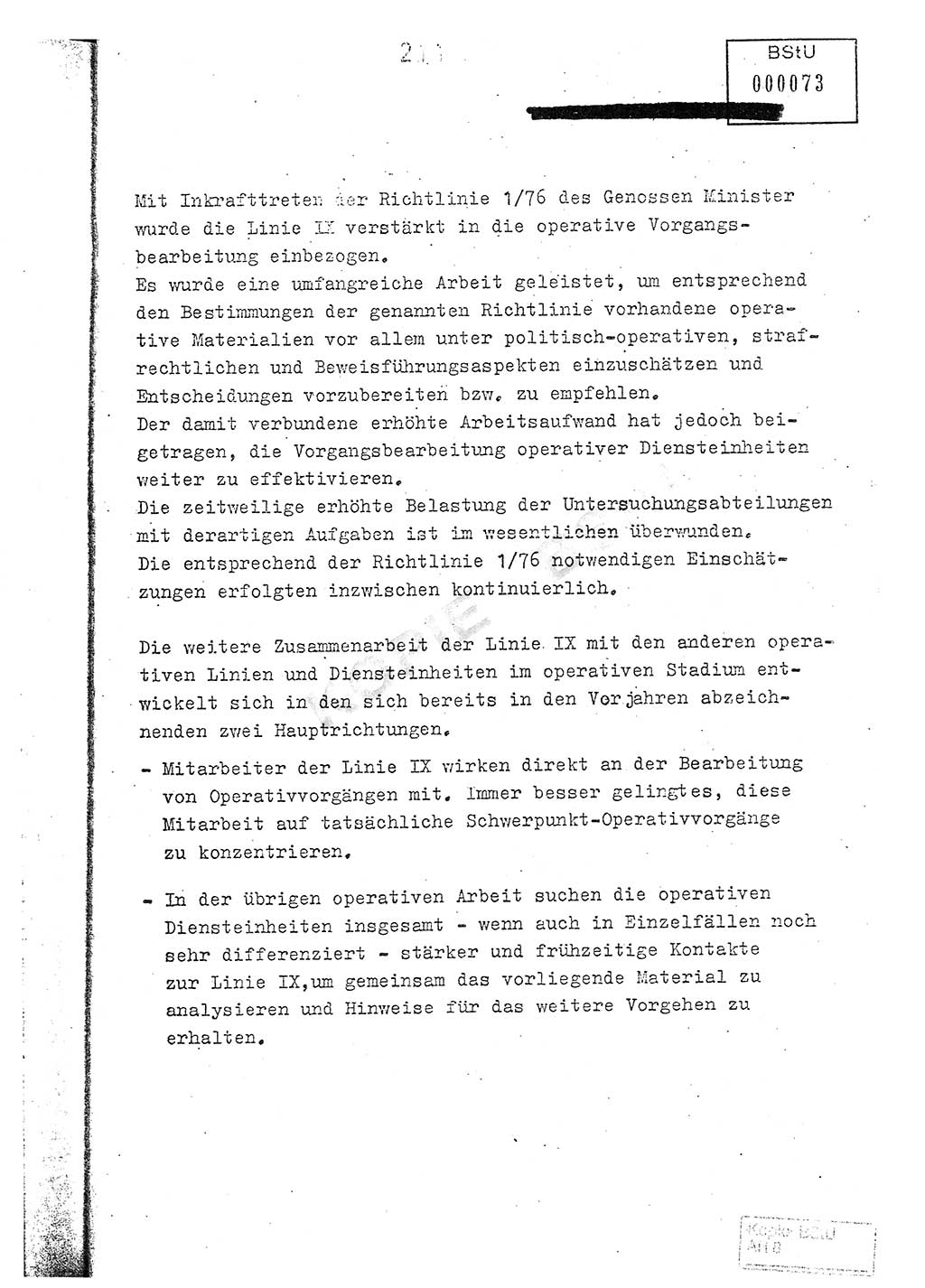 Jahresbericht der Hauptabteilung (HA) Ⅸ 1976, Analyse über die Entwicklung und die Wirksamkeit der politisch-operativen Arbeit der Linie Ⅸ im Jahre 1976, Ministerium für Staatssicherheit (MfS) der Deutschen Demokratischen Republik (DDR), Hauptabteilung Ⅸ, Berlin 1977, Seite 211 (Anal. MfS DDR HA Ⅸ /76 1977, S. 211)