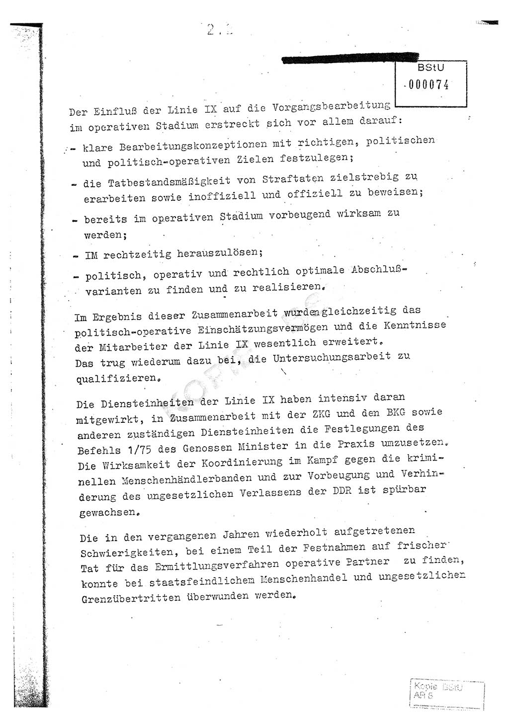 Jahresbericht der Hauptabteilung (HA) Ⅸ 1976, Analyse über die Entwicklung und die Wirksamkeit der politisch-operativen Arbeit der Linie Ⅸ im Jahre 1976, Ministerium für Staatssicherheit (MfS) der Deutschen Demokratischen Republik (DDR), Hauptabteilung Ⅸ, Berlin 1977, Seite 212 (Anal. MfS DDR HA Ⅸ /76 1977, S. 212)