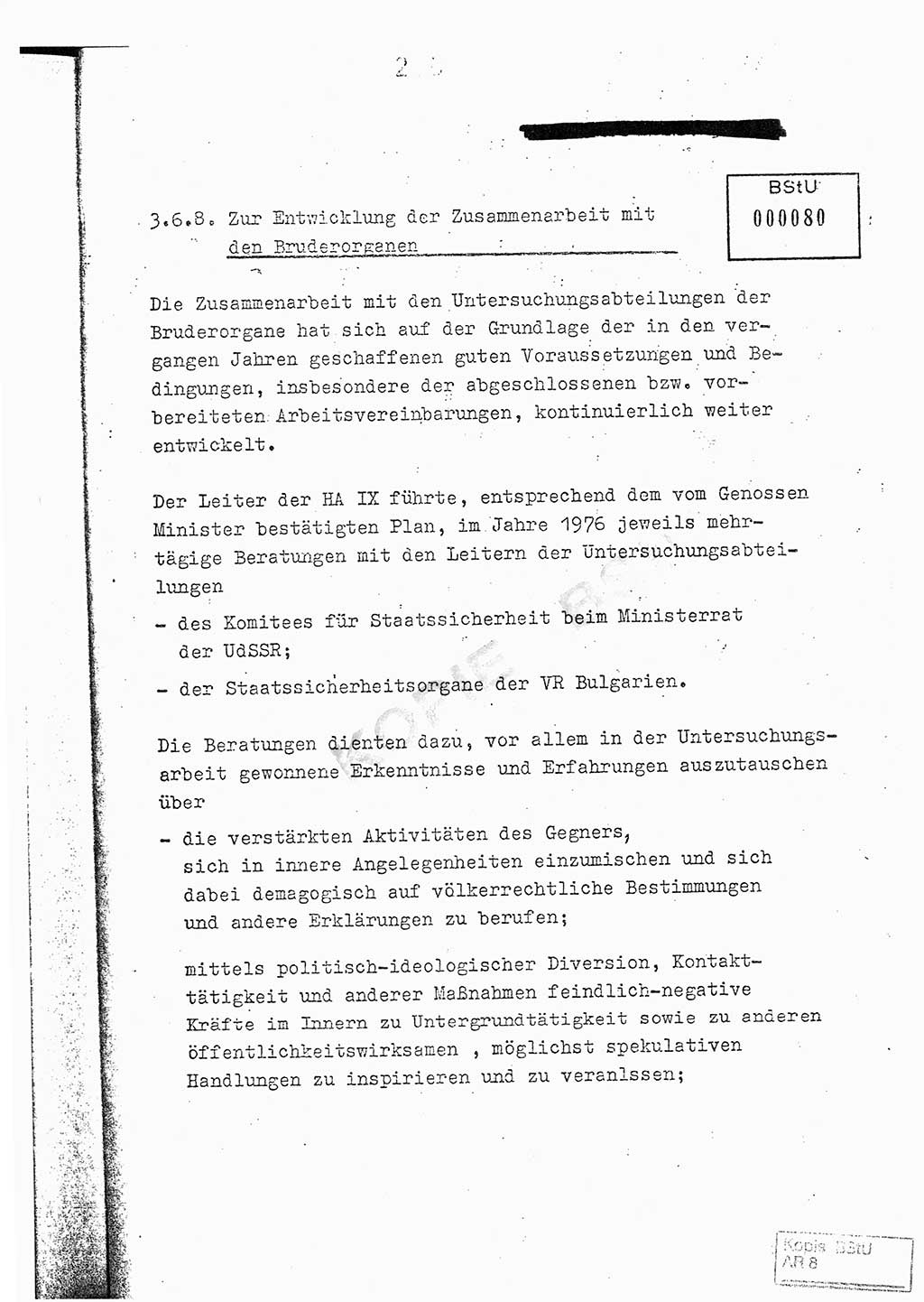 Jahresbericht der Hauptabteilung (HA) Ⅸ 1976, Analyse über die Entwicklung und die Wirksamkeit der politisch-operativen Arbeit der Linie Ⅸ im Jahre 1976, Ministerium für Staatssicherheit (MfS) der Deutschen Demokratischen Republik (DDR), Hauptabteilung Ⅸ, Berlin 1977, Seite 218 (Anal. MfS DDR HA Ⅸ /76 1977, S. 218)