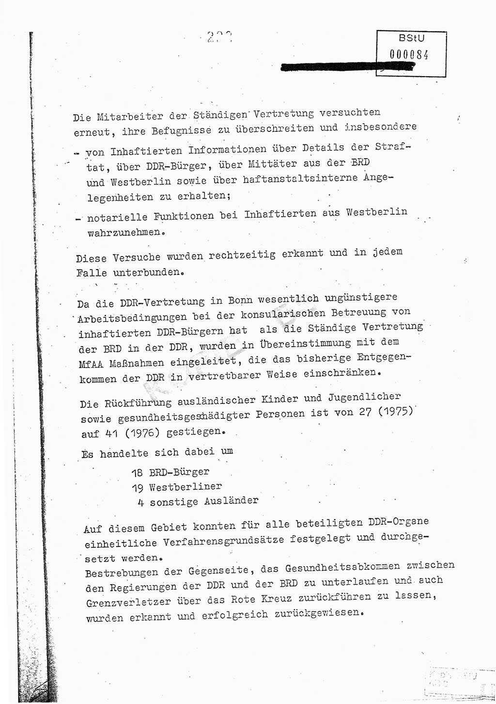 Jahresbericht der Hauptabteilung (HA) Ⅸ 1976, Analyse über die Entwicklung und die Wirksamkeit der politisch-operativen Arbeit der Linie Ⅸ im Jahre 1976, Ministerium für Staatssicherheit (MfS) der Deutschen Demokratischen Republik (DDR), Hauptabteilung Ⅸ, Berlin 1977, Seite 222 (Anal. MfS DDR HA Ⅸ /76 1977, S. 222)