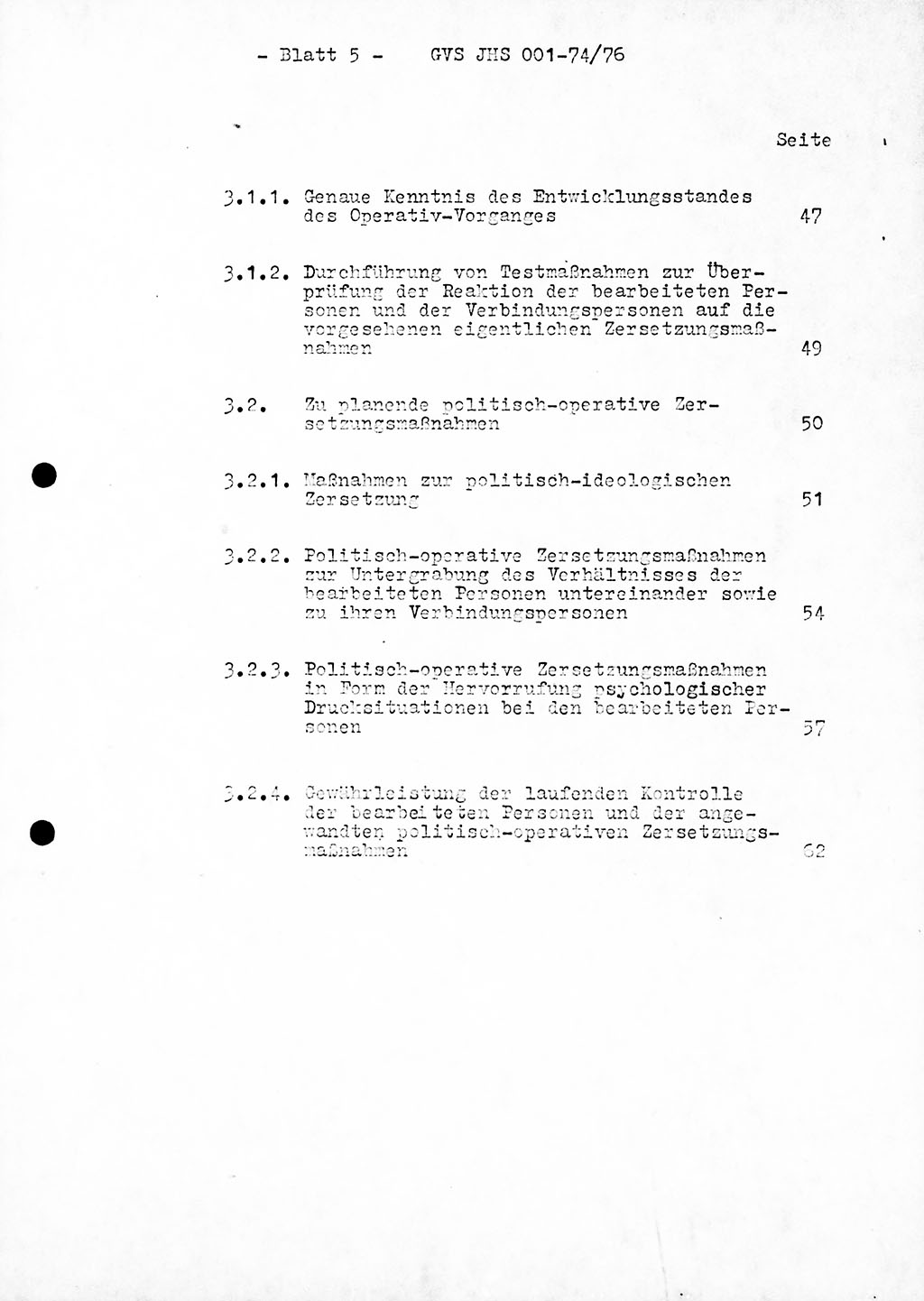 Diplomarbeit Hauptmann Joachim Tischendorf (HA ⅩⅩ), Ministerium für Staatssicherheit (MfS) der Deutschen Demokratischen Republik (DDR), Juristische Hochschule (JHS), Geheime Verschlußsache (GVS) 001-74/76, Potsdam 1976, Seite 5 (Dipl.-Arb. MfS DDR JHS GVS 001-74/76 1976, S. 5)