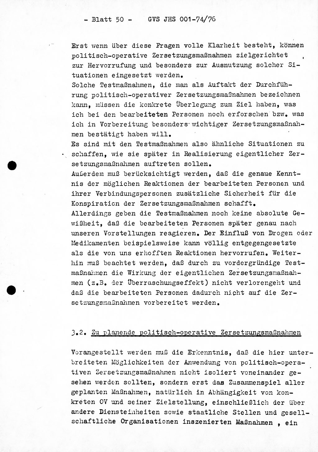 Diplomarbeit Hauptmann Joachim Tischendorf (HA ⅩⅩ), Ministerium für Staatssicherheit (MfS) der Deutschen Demokratischen Republik (DDR), Juristische Hochschule (JHS), Geheime Verschlußsache (GVS) 001-74/76, Potsdam 1976, Seite 50 (Dipl.-Arb. MfS DDR JHS GVS 001-74/76 1976, S. 50)