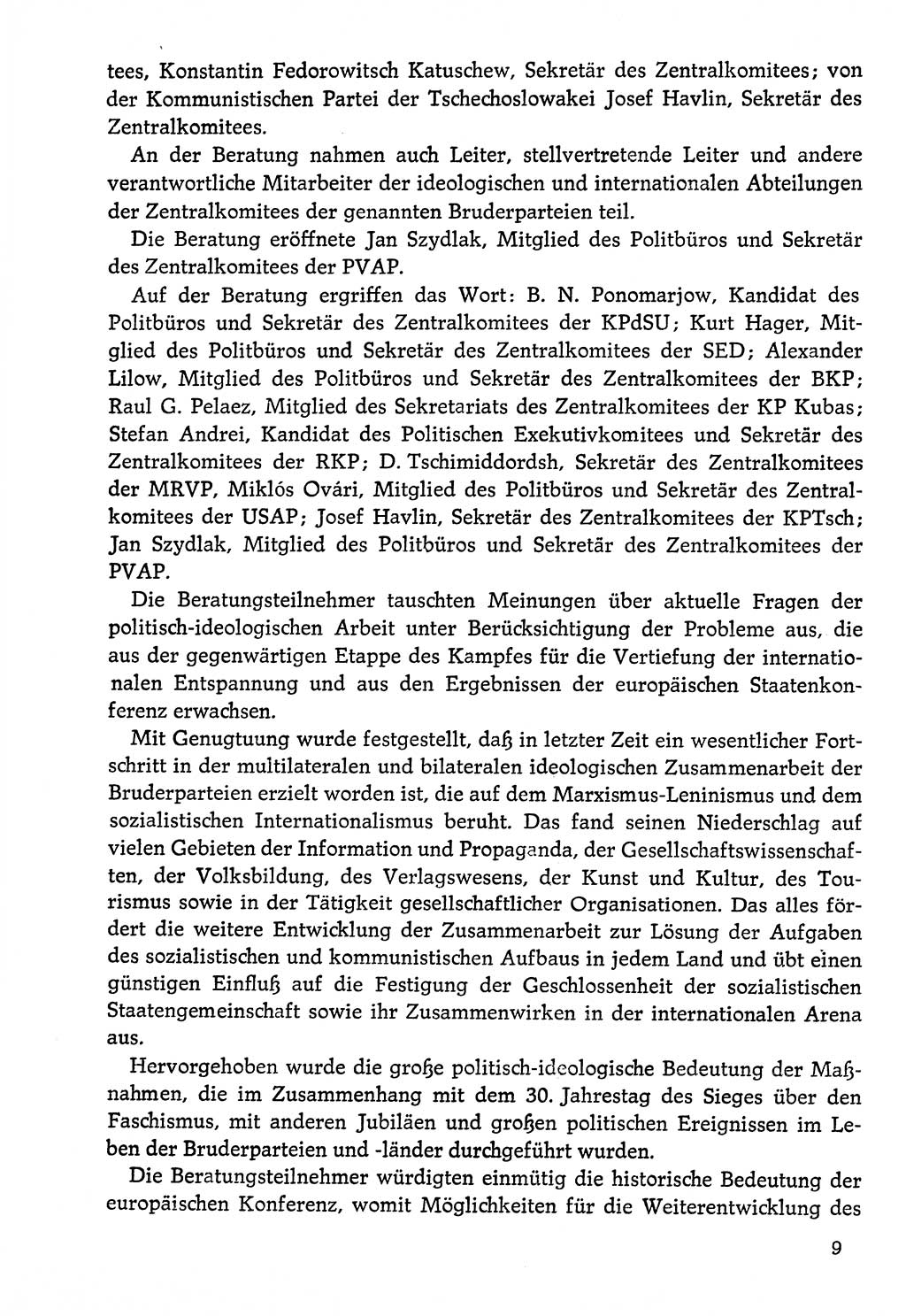 Dokumente der Sozialistischen Einheitspartei Deutschlands (SED) [Deutsche Demokratische Republik (DDR)] 1976-1977, Seite 9 (Dok. SED DDR 1976-1977, S. 9)