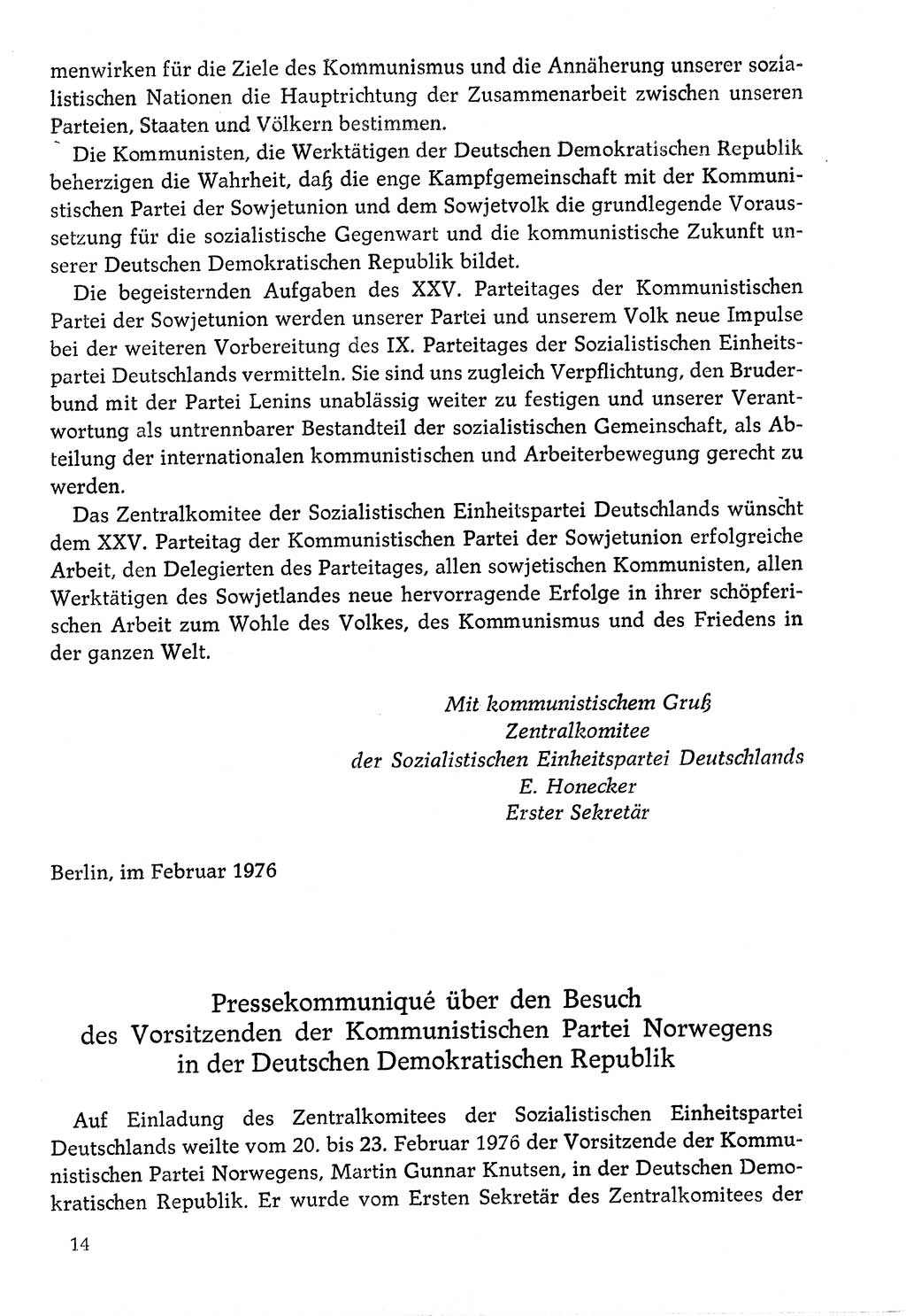 Dokumente der Sozialistischen Einheitspartei Deutschlands (SED) [Deutsche Demokratische Republik (DDR)] 1976-1977, Seite 14 (Dok. SED DDR 1976-1977, S. 14)